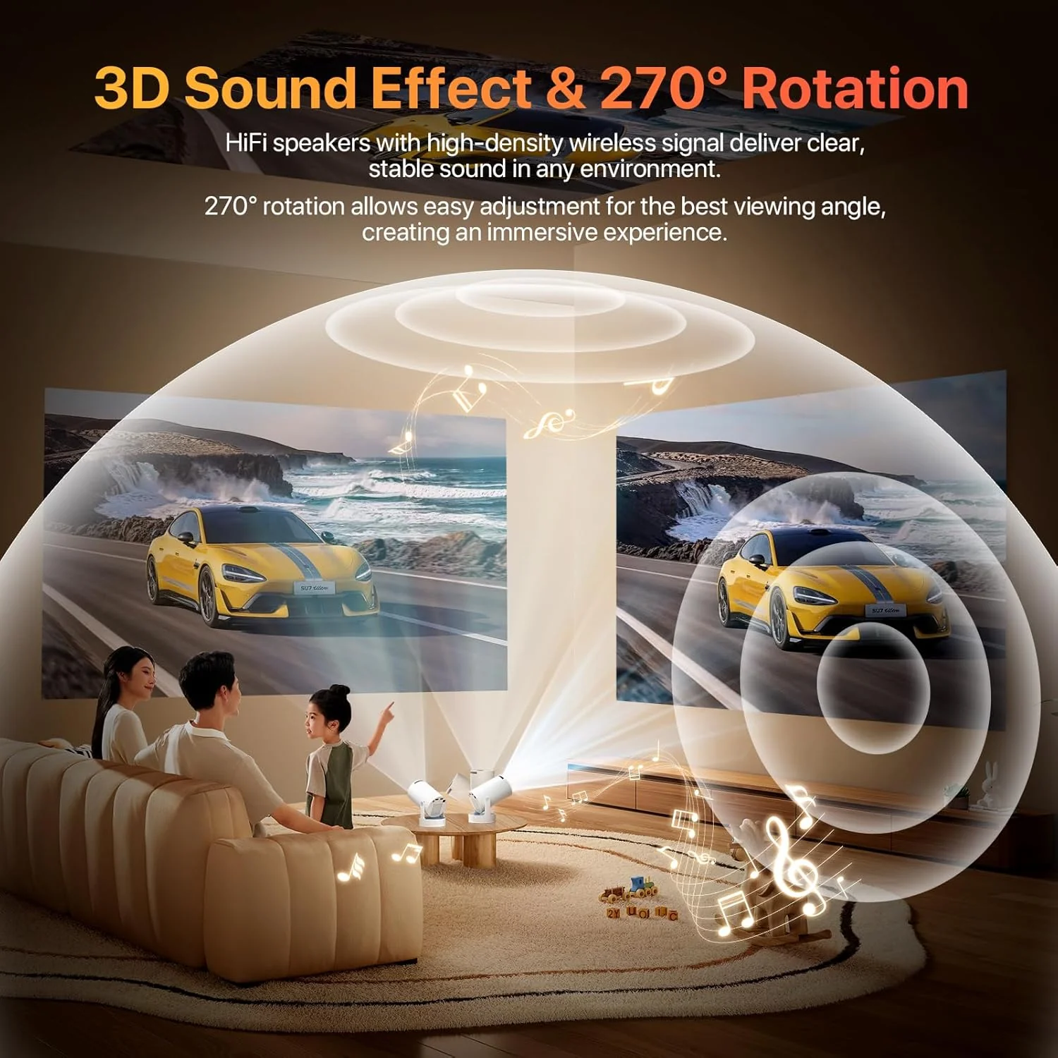 General Portable Projectors Projector with HiFi Speaker Built-in Apps 1080P - Image 4