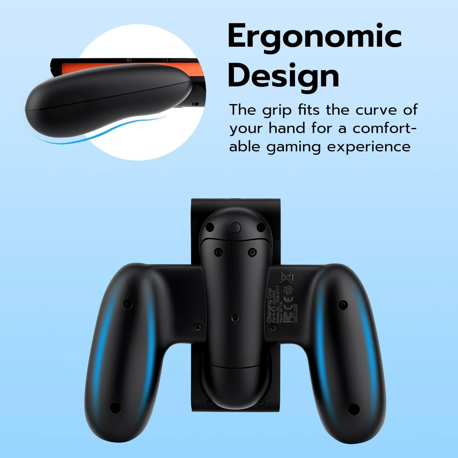 DOBE Black Charging Controllers Grip for Nintendo Switch 2 Joy-Cons Size NEW - Image 5