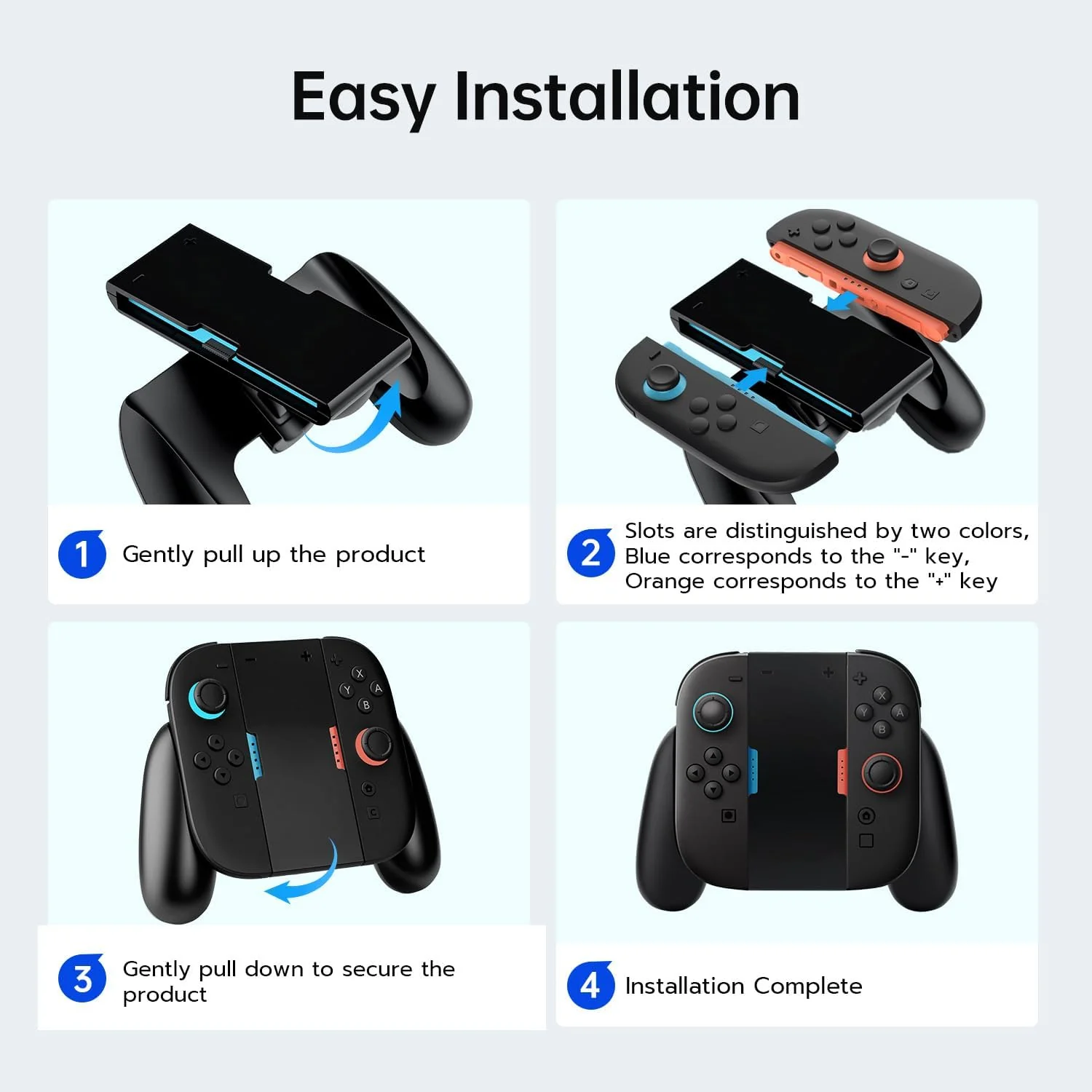 DOBE Black Charging Controllers Grip for Nintendo Switch 2 Joy-Cons Size NEW - Image 9