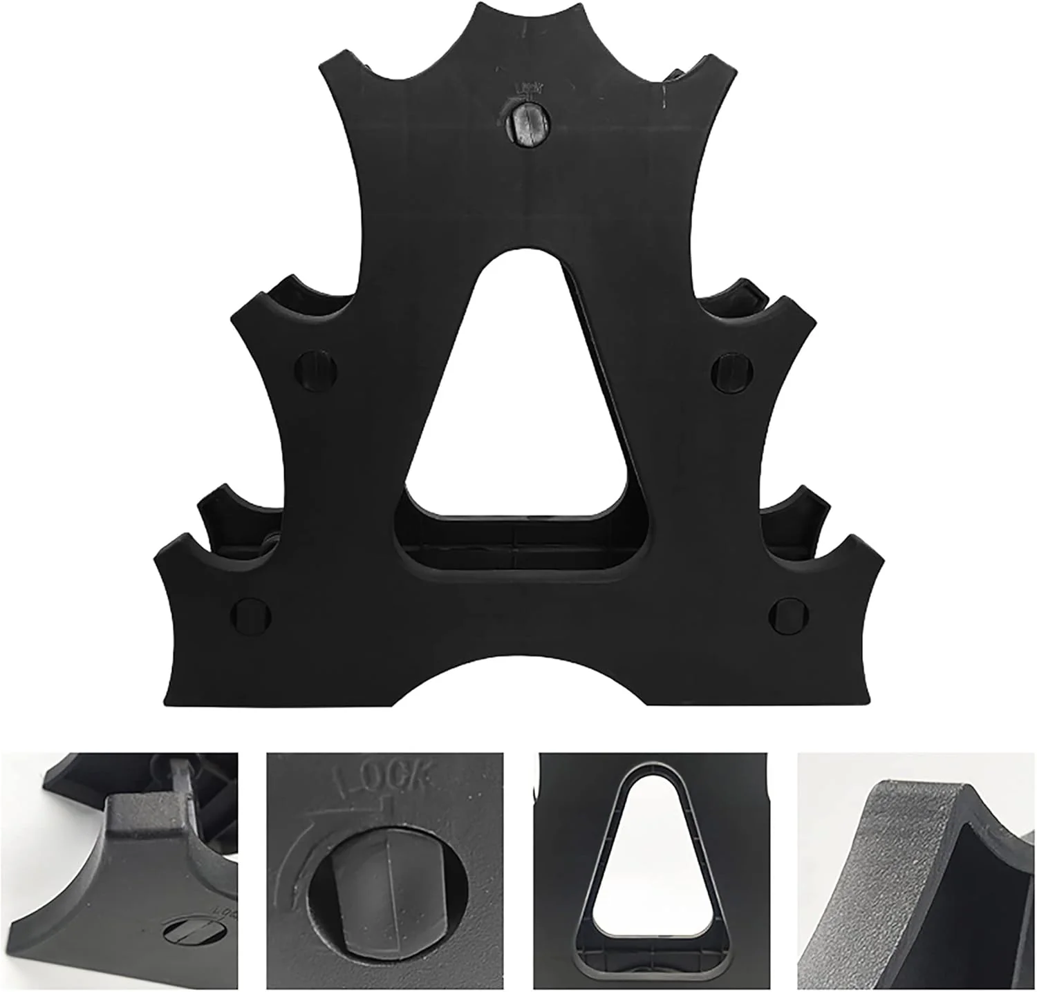 PROIRON 3-Level Dumbbells Dumbbell Holder Stand Organizer - Black Plastic DEMO - Image 5