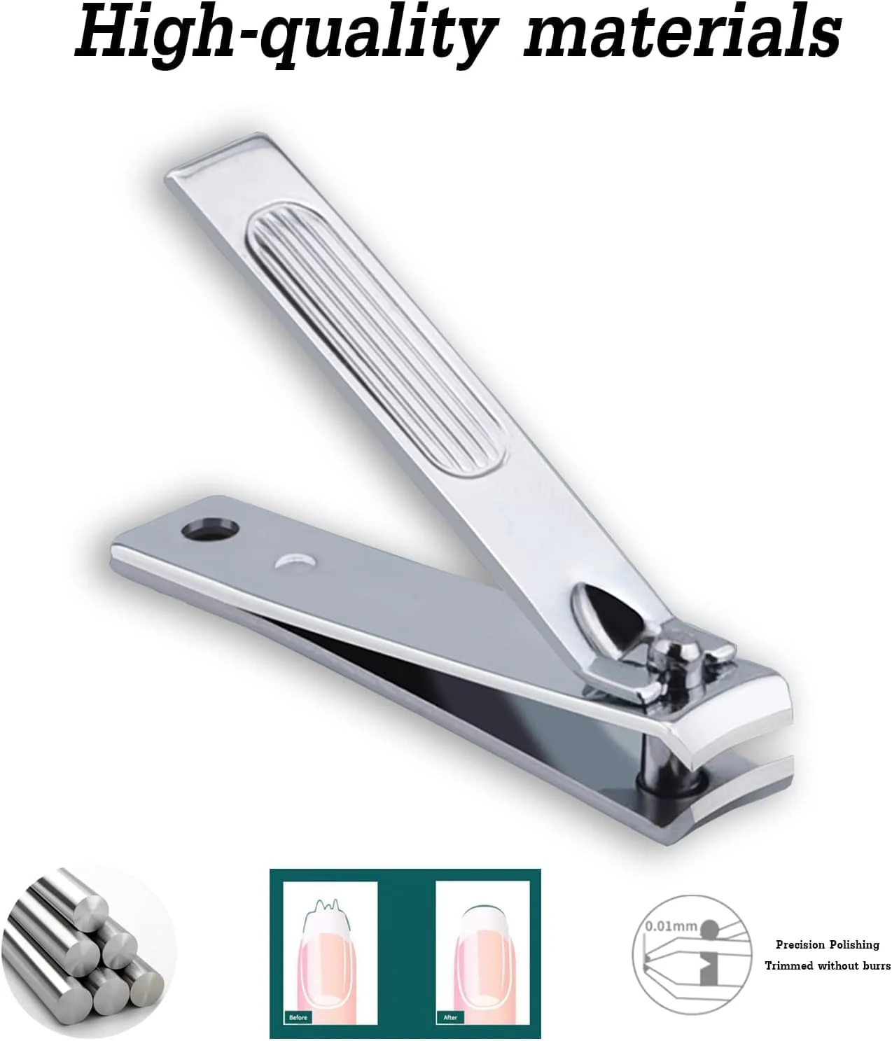 Stainless Steel Fingernail Clippers Set of 6 Toenail Clipper Beige & Silver NEW - Image 3
