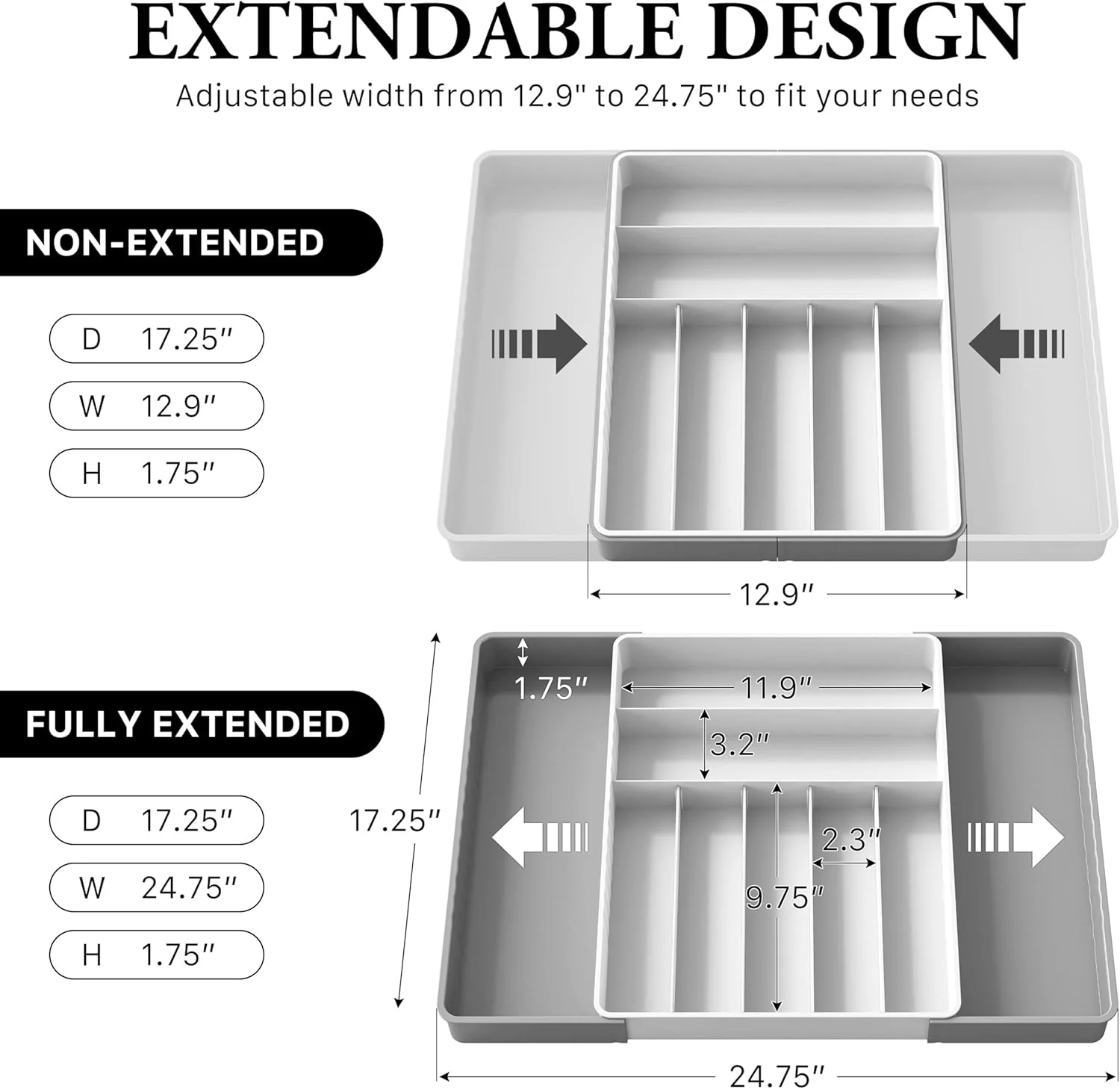 Simple Houseware Utensil Racks Expandable Cutlery Drawer Organizer NEW - Image 2