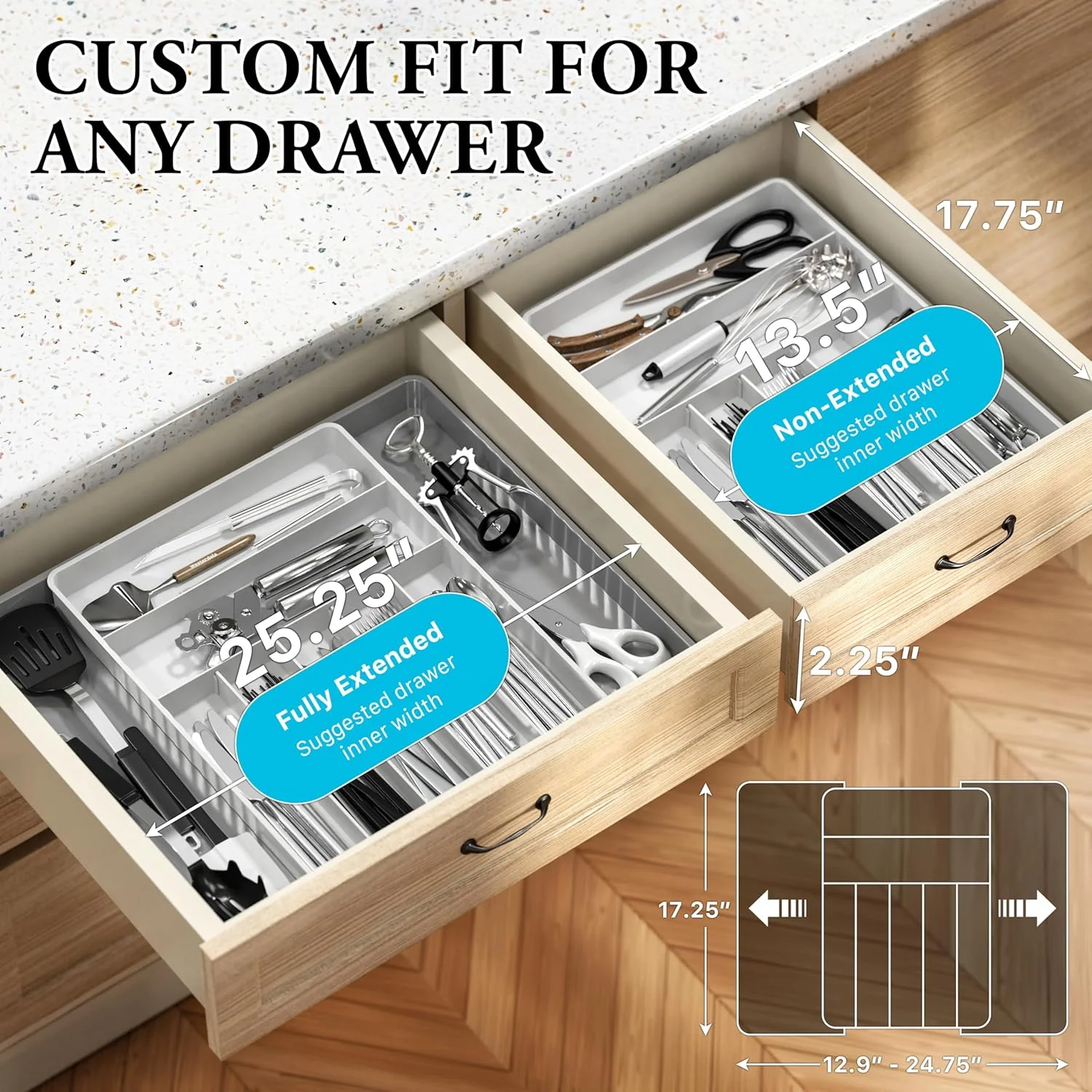 Simple Houseware Utensil Racks Expandable Cutlery Drawer Organizer NEW - Image 3