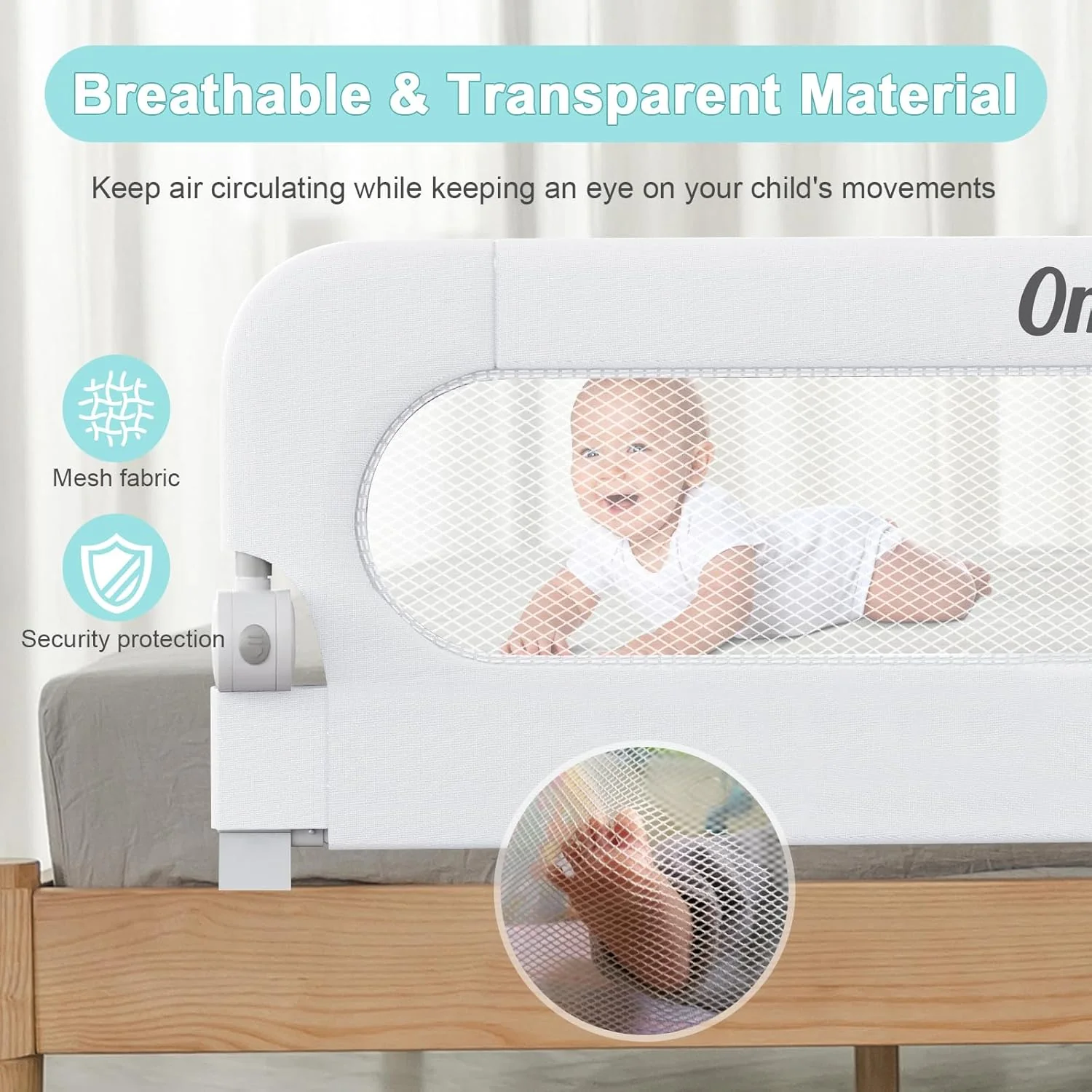 Omebel White Toddler Bed Rail Guardrail Safety Barrier for Kids, DEMO - Image 5