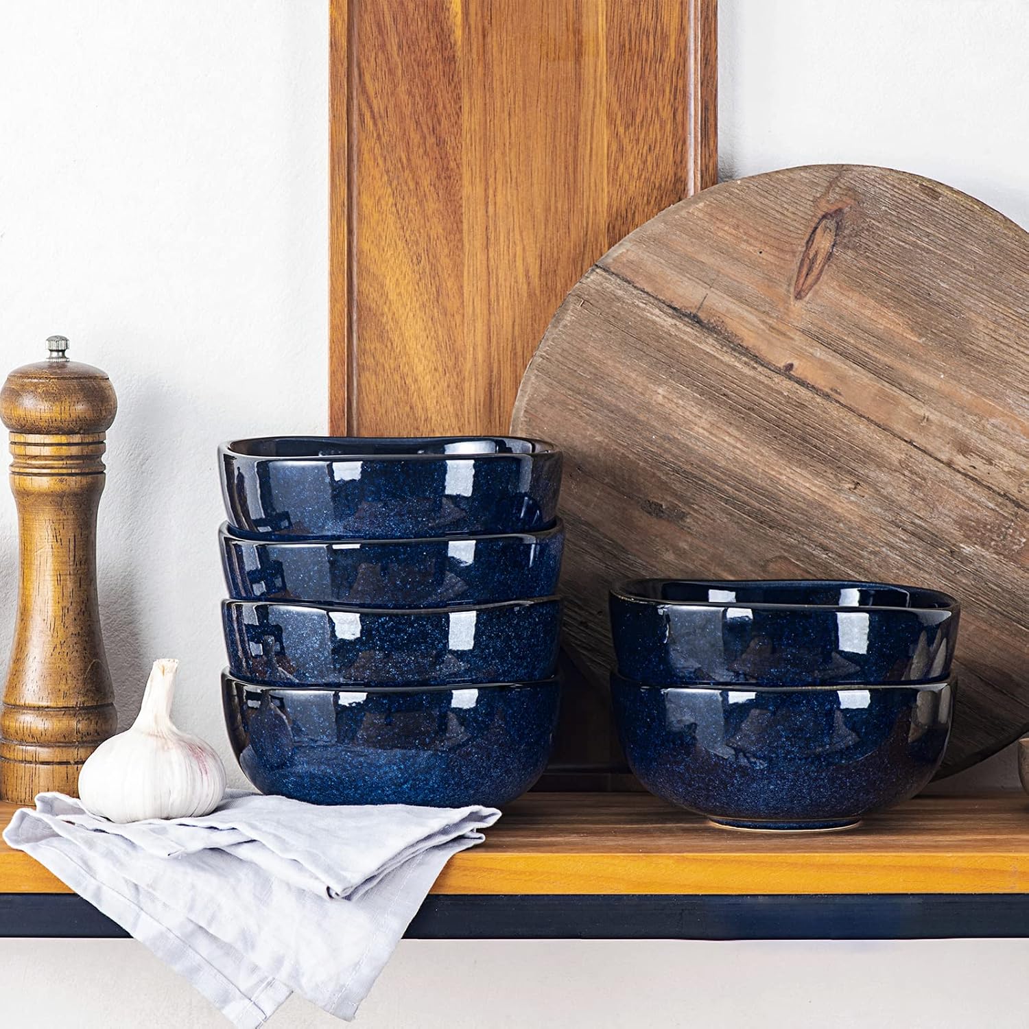 vicrays 6.2 Inch Ceramic Porcelain Soup Salad Rice Dessert Bowl Set Blue DEMO - Image 4