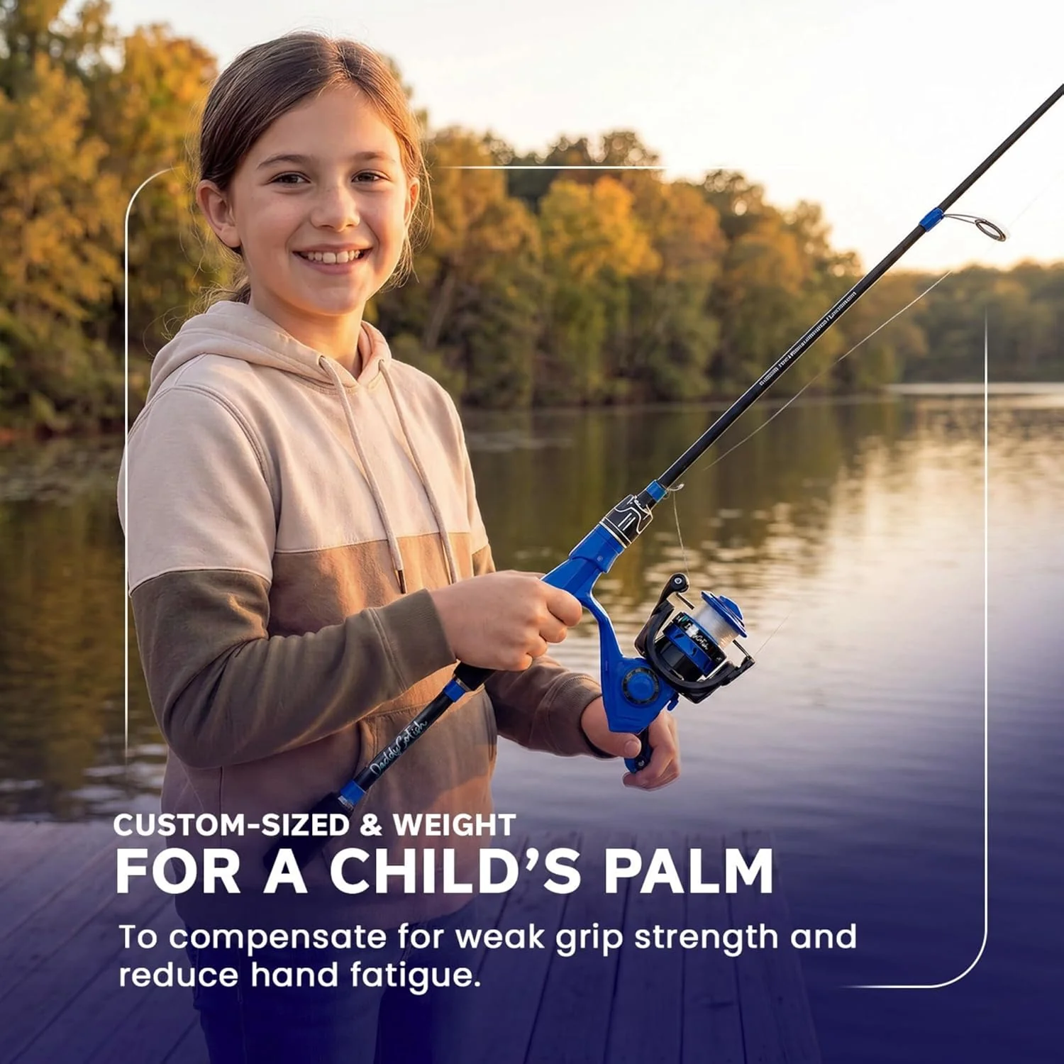 DaddyGoFish Spinning Fishing Rod and Reel Combo Set with Tackle Box Blue DEMO - Image 4