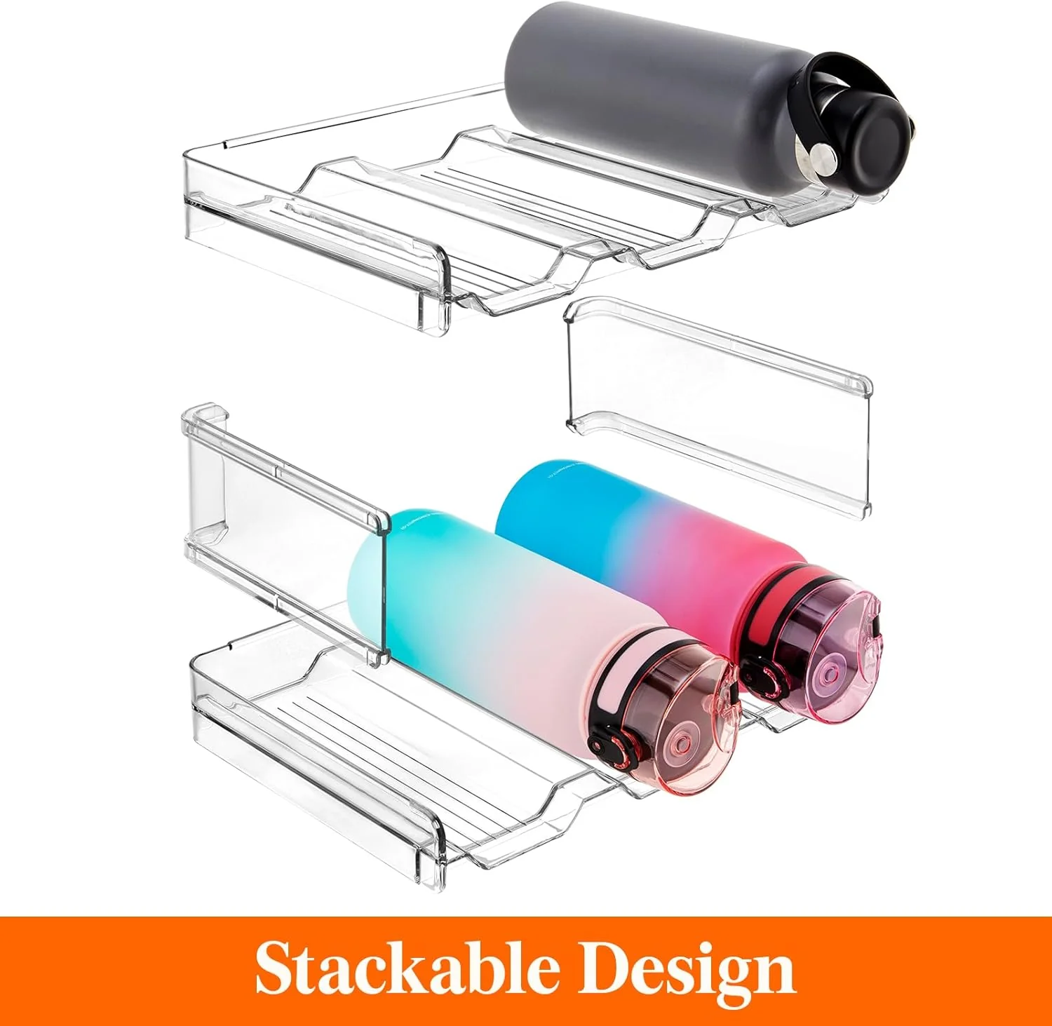 Lifewit 2 Tier-6 Bottle Stackable Water Holder Organizer, Clear Kitchen DEMO - Image 3