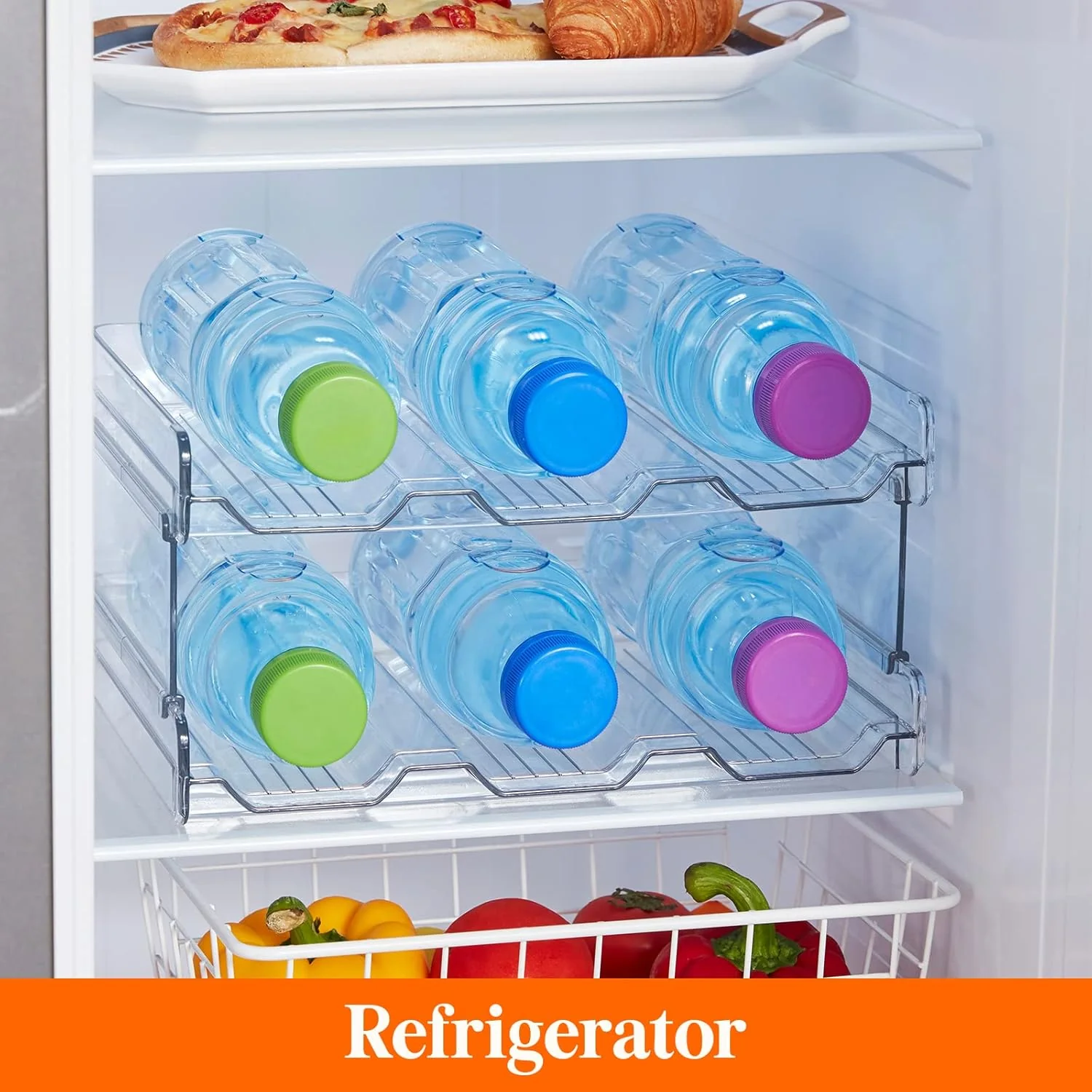 Lifewit 2 Tier-6 Bottle Stackable Water Holder Organizer, Clear Kitchen DEMO - Image 6