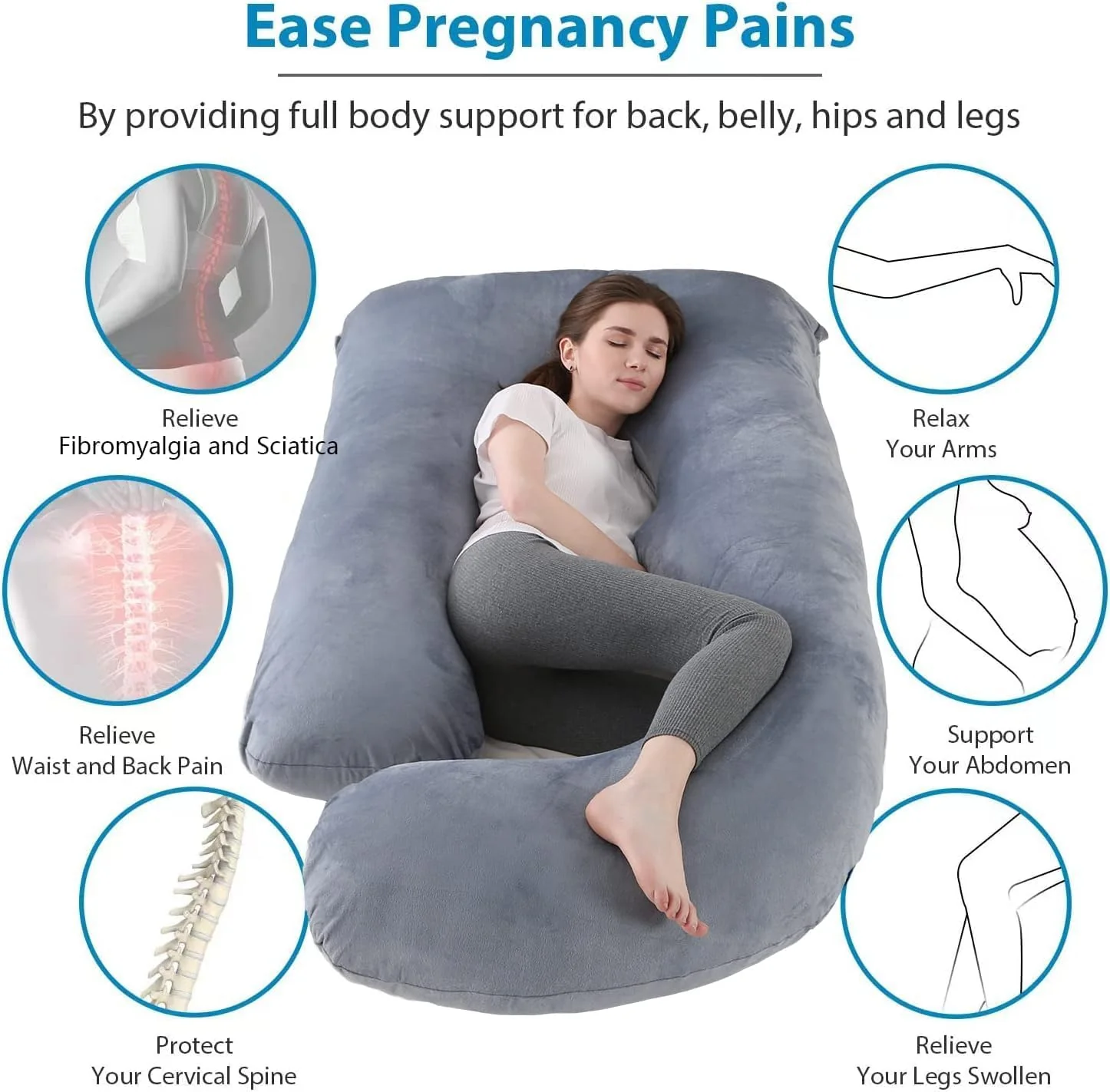 Cozioz Full Body Pregnancy Maternity Support Sleeping Aid Pillow in Grey NEW - Image 2