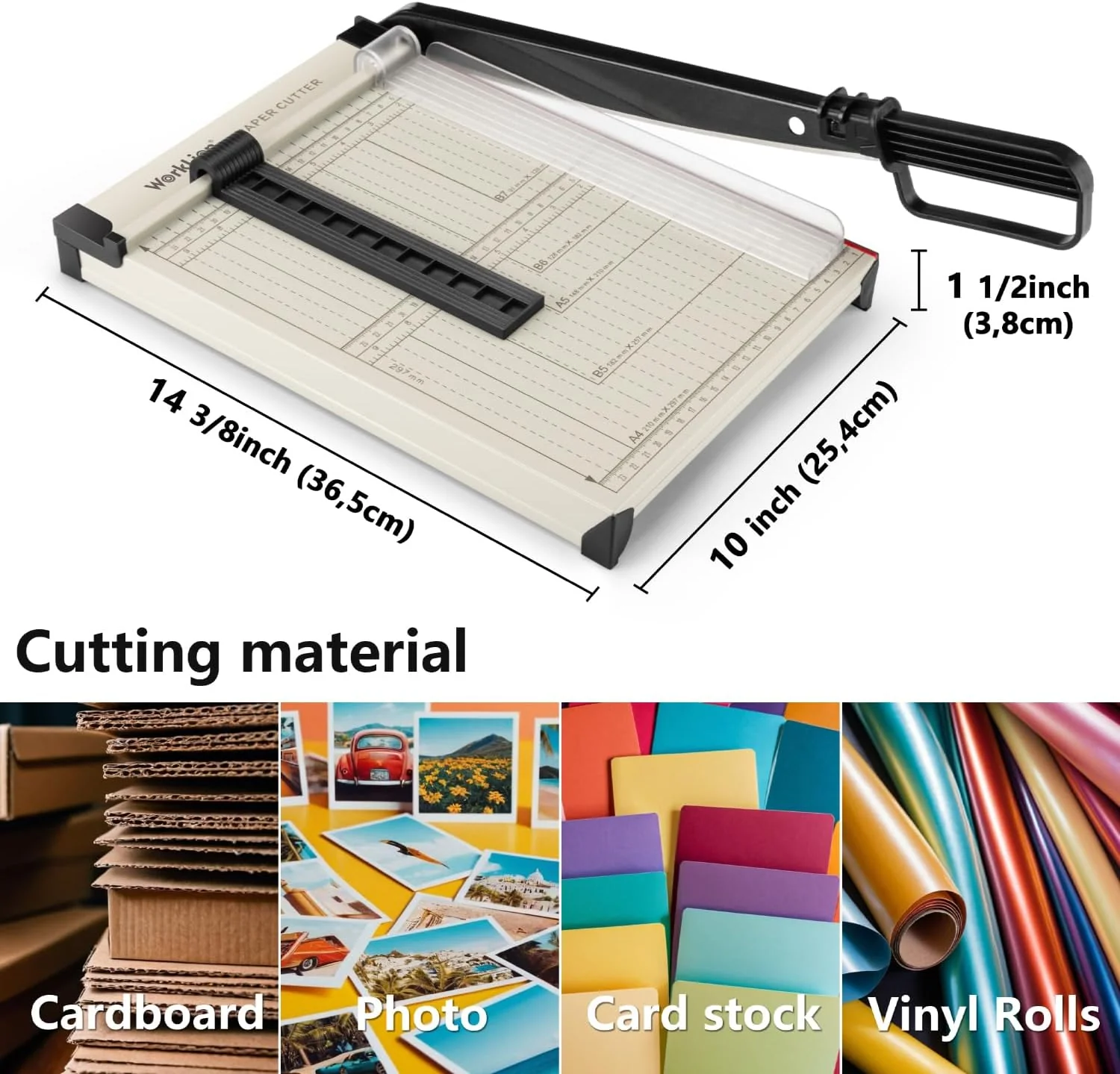 WORKLION 12'' Metallic Grey Heavy Duty Paper Trimmer with Safety Guard DEMO - Image 5