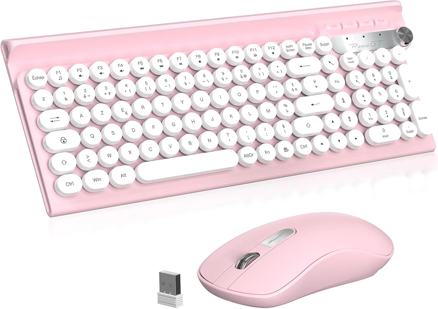 RaceGT Wireless Ergonomic Keyboard and Mouse Set - Silent Pink Combo DEMO - Image 2