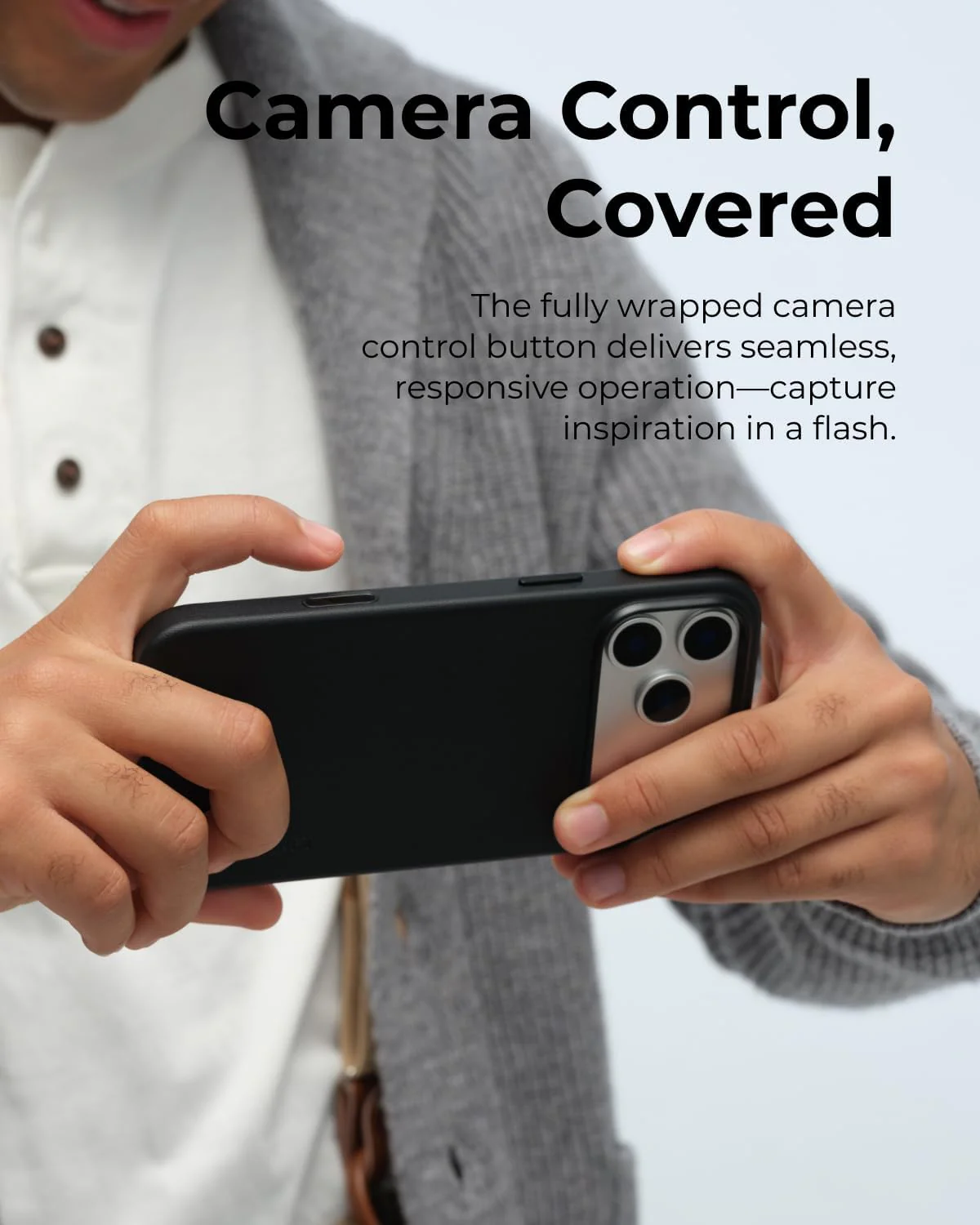 MOFT Jet Black Vegan Leather Phone Case for iPhone 17 Pro, Soft-Touch NEW - Image 4