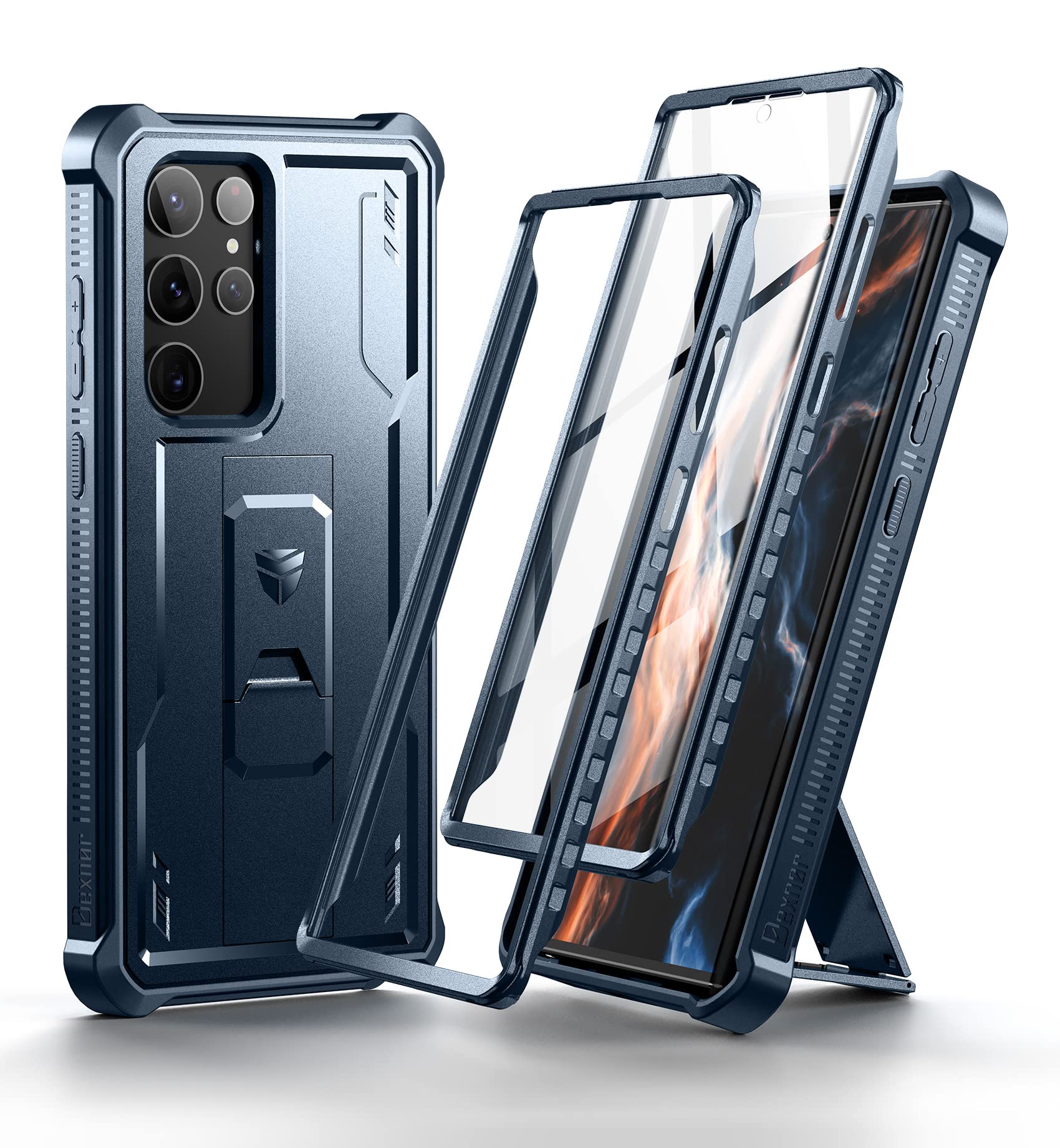 Dexnor Full Basic Cases Body Case for Samsung Galaxy S22 Ultra with Kickstand