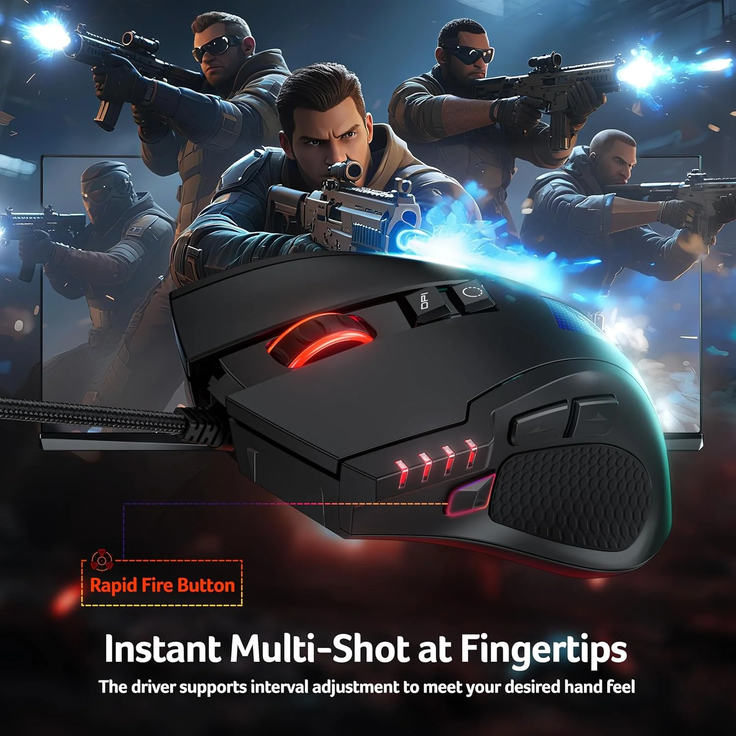 Acer High-Precision Wired Gaming Mouse with 12800 DPI Optical Sensor, Black DEMO - Image 5