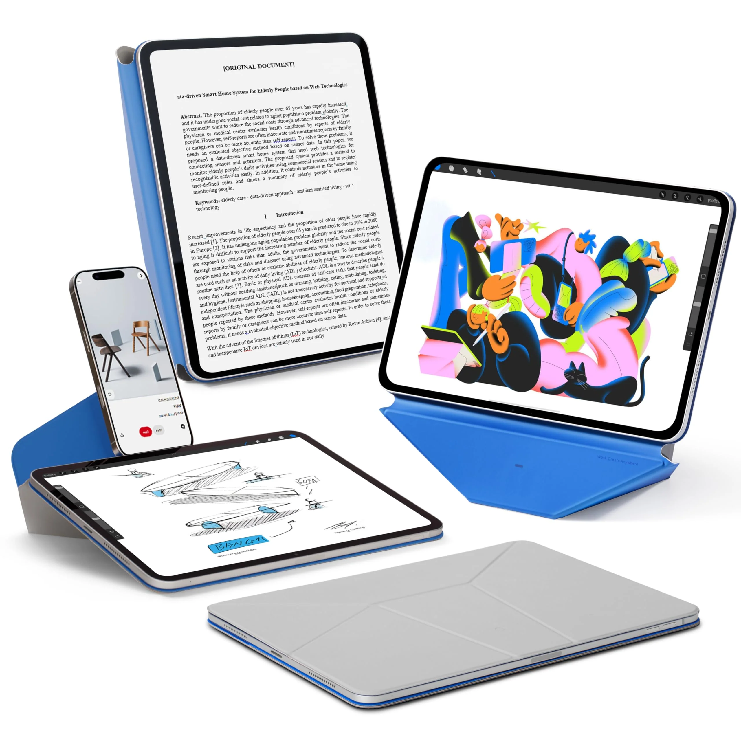 MOFT Slim Magnetic Folio Case for iPad Pro 13-inch, Grey & Blue, Tablet NEW