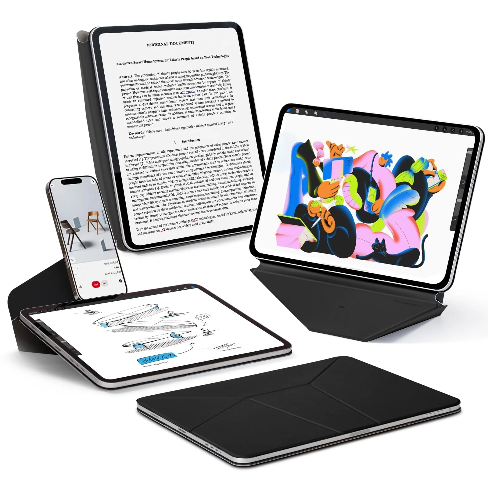 MOFT Jet Tablet Cases Black Folio Case for iPad Pro 12.9" (4th, 5th, 6th DEMO