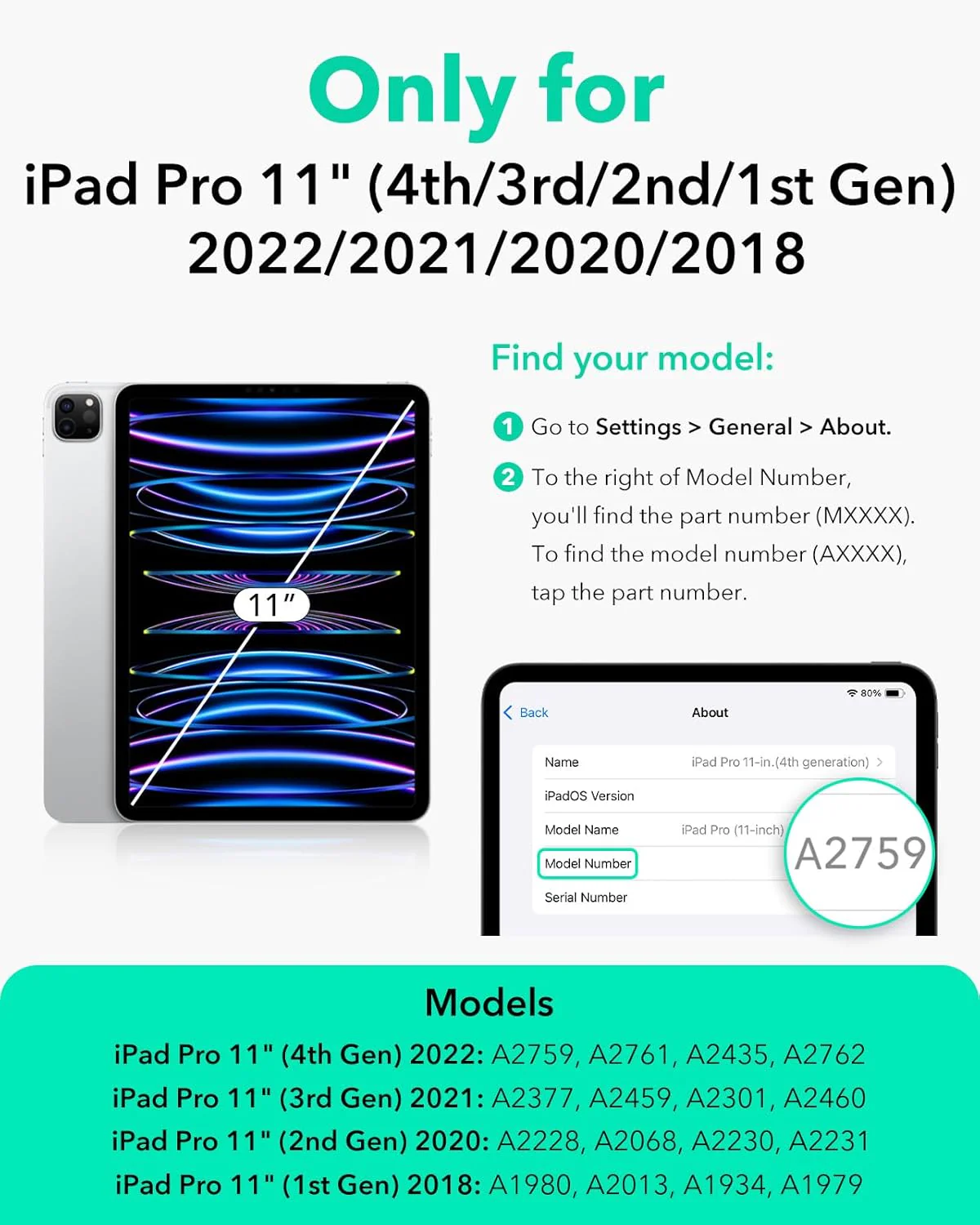 ESR Blue Protective Case Cover for iPad Pro 11" M5/M4 Tablet - Durable Slim NEW - Image 2