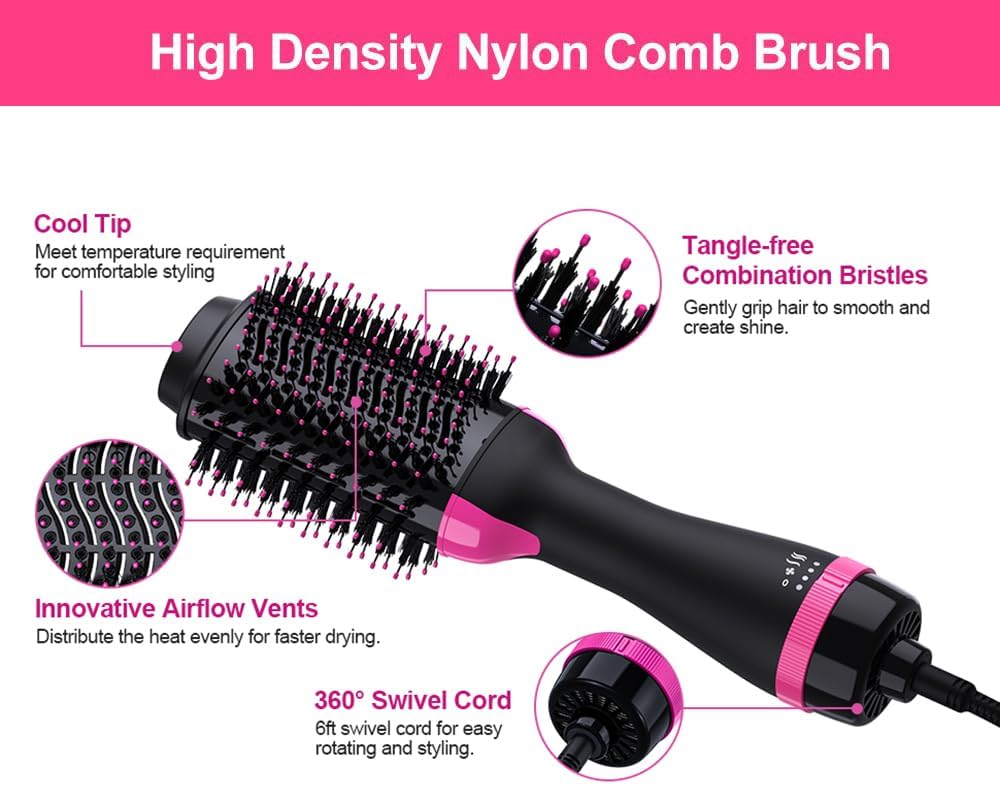 Rose Black One-Step Hair Dryer and Volumizer Ceramic Styling Tool NEW - Image 8