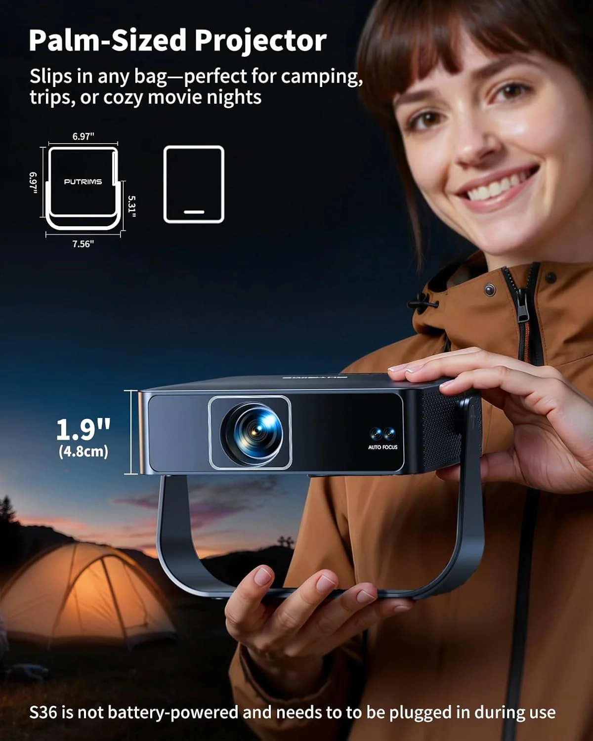 PUTRIMS 4K Projectors Mini Projector 330° Rotatable Matte Black Home Theater - Image 4
