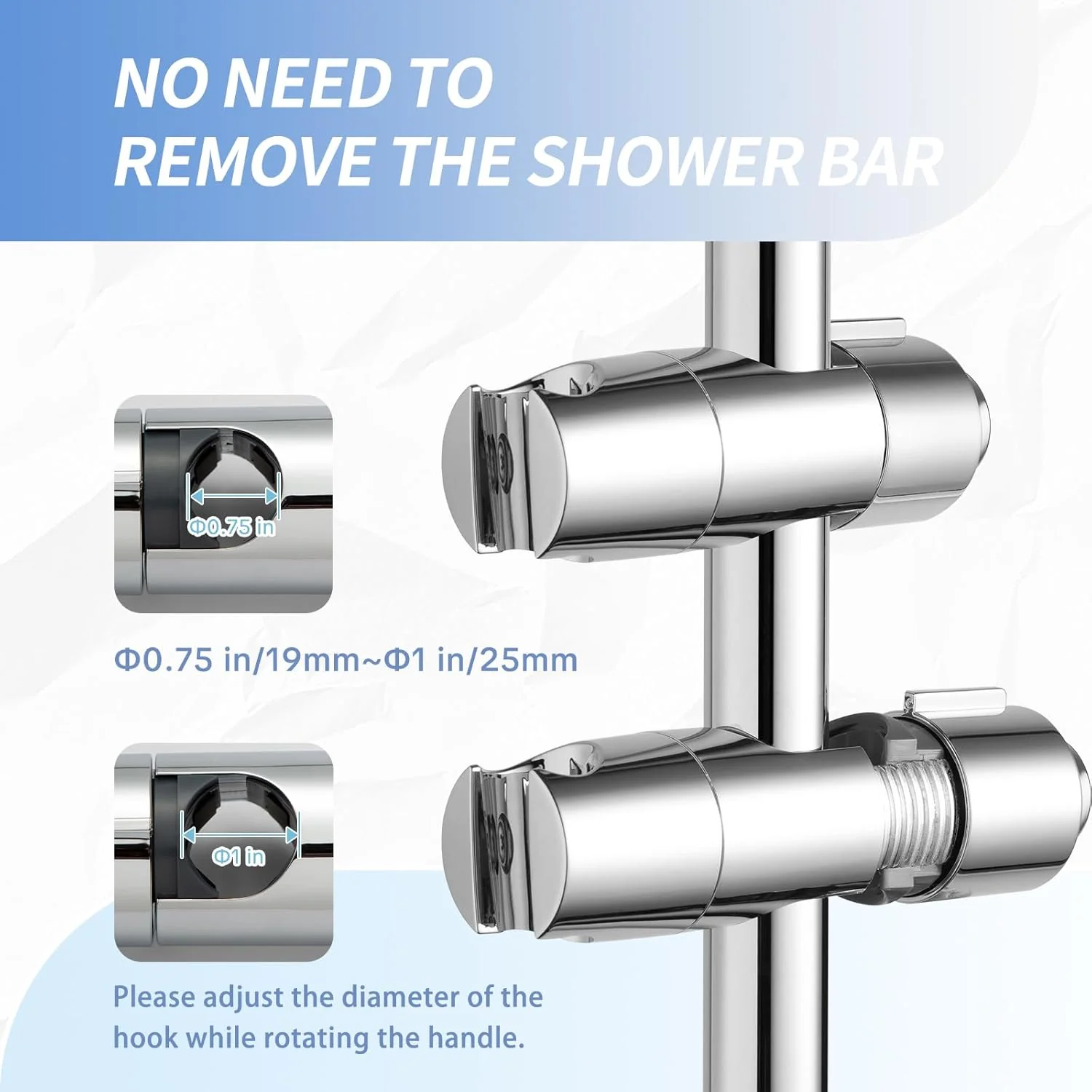 OFFO Chrome Adjustable Shower Head Holder for Sliding Bar Bathroom Accessory NEW - Image 4