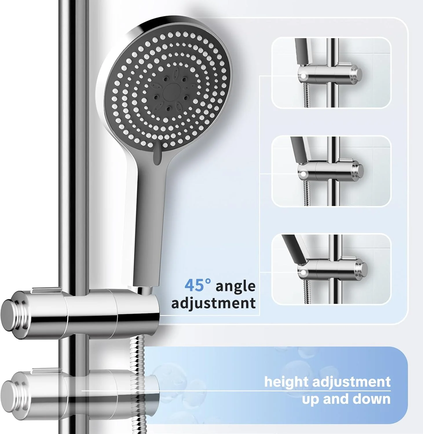 OFFO Chrome Adjustable Shower Head Holder for Sliding Bar Bathroom Accessory NEW - Image 5