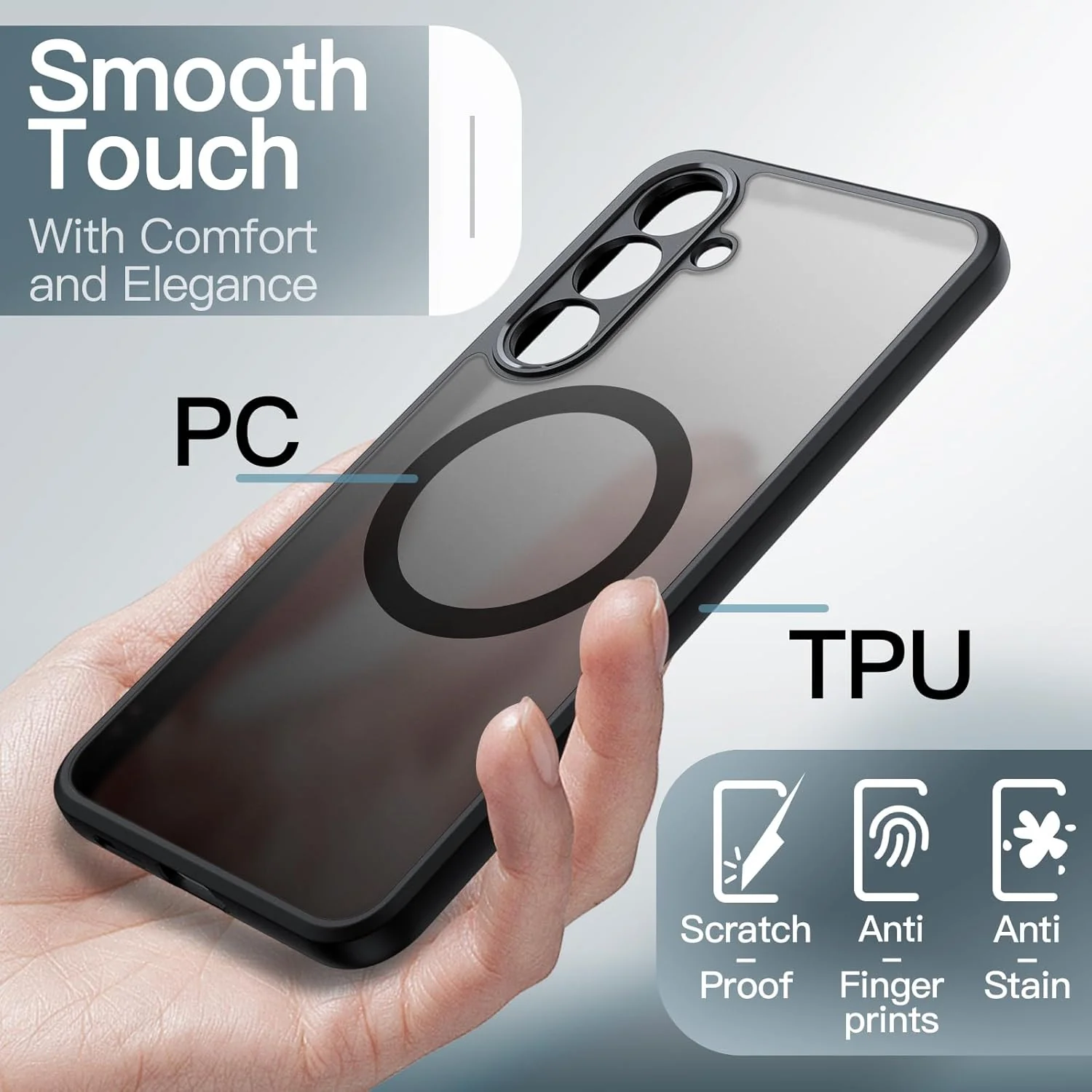 JETech Magnetic Protective Phone Case for Samsung Galaxy S25 FE - Black DEMO - Image 5