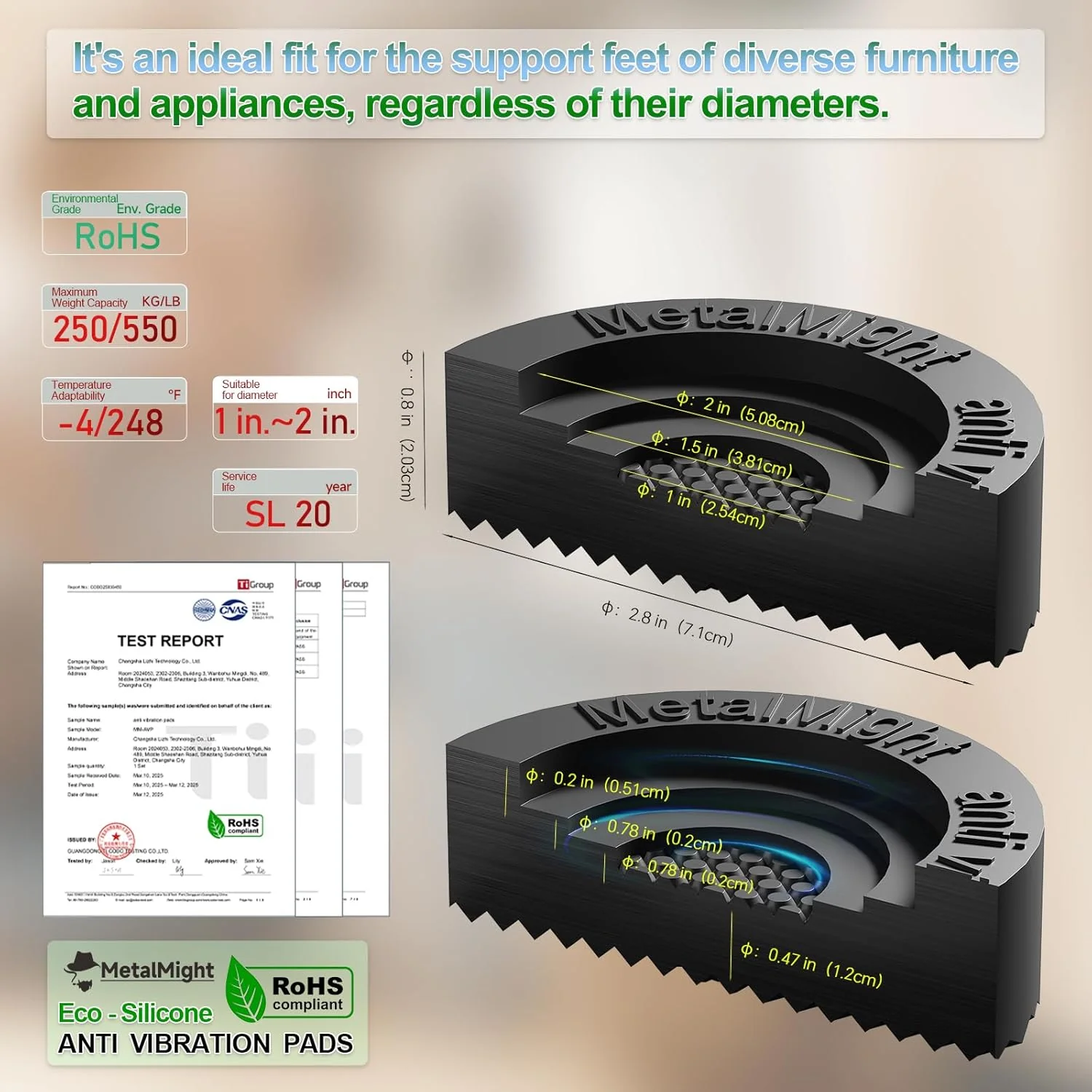 MetalMight Universal Anti-Vibration Pads for Washing Machine Eco-Friendly NEW - Image 7