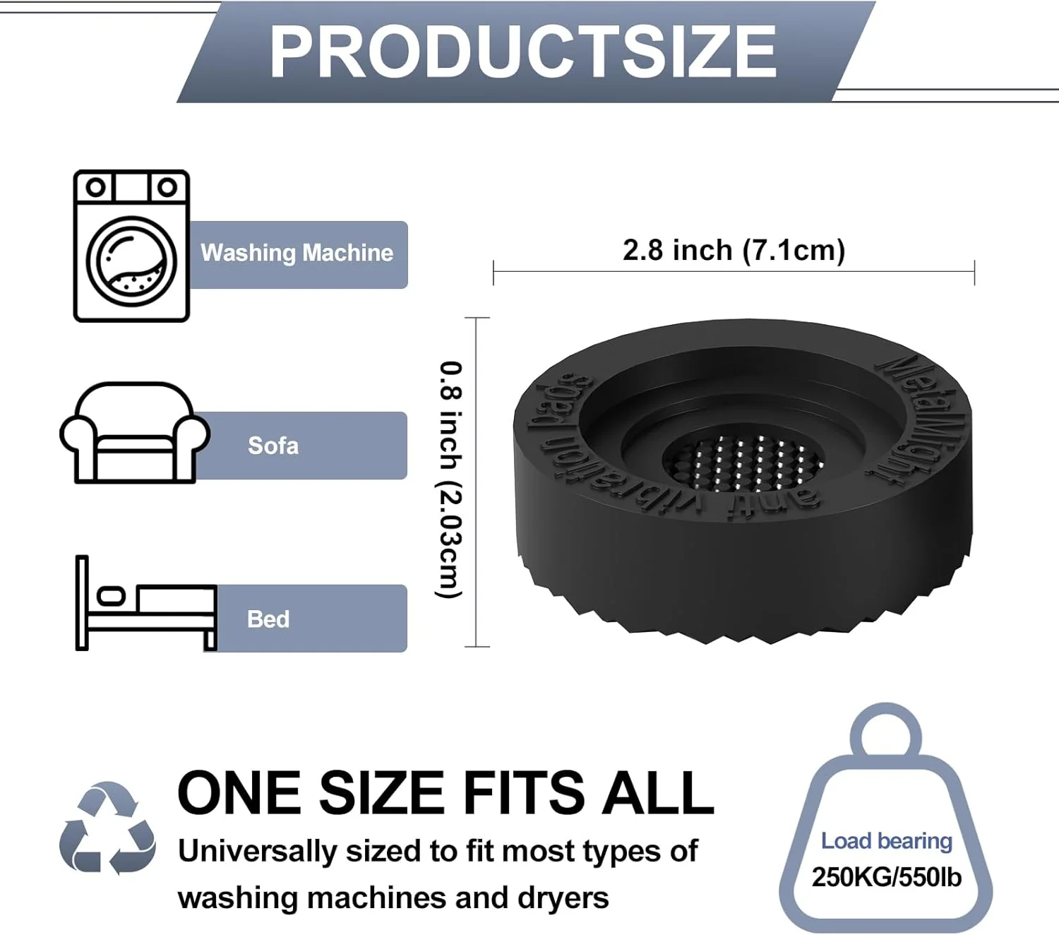 MetalMight Universal Anti-Vibration Pads for Washing Machine Eco-Friendly NEW - Image 8