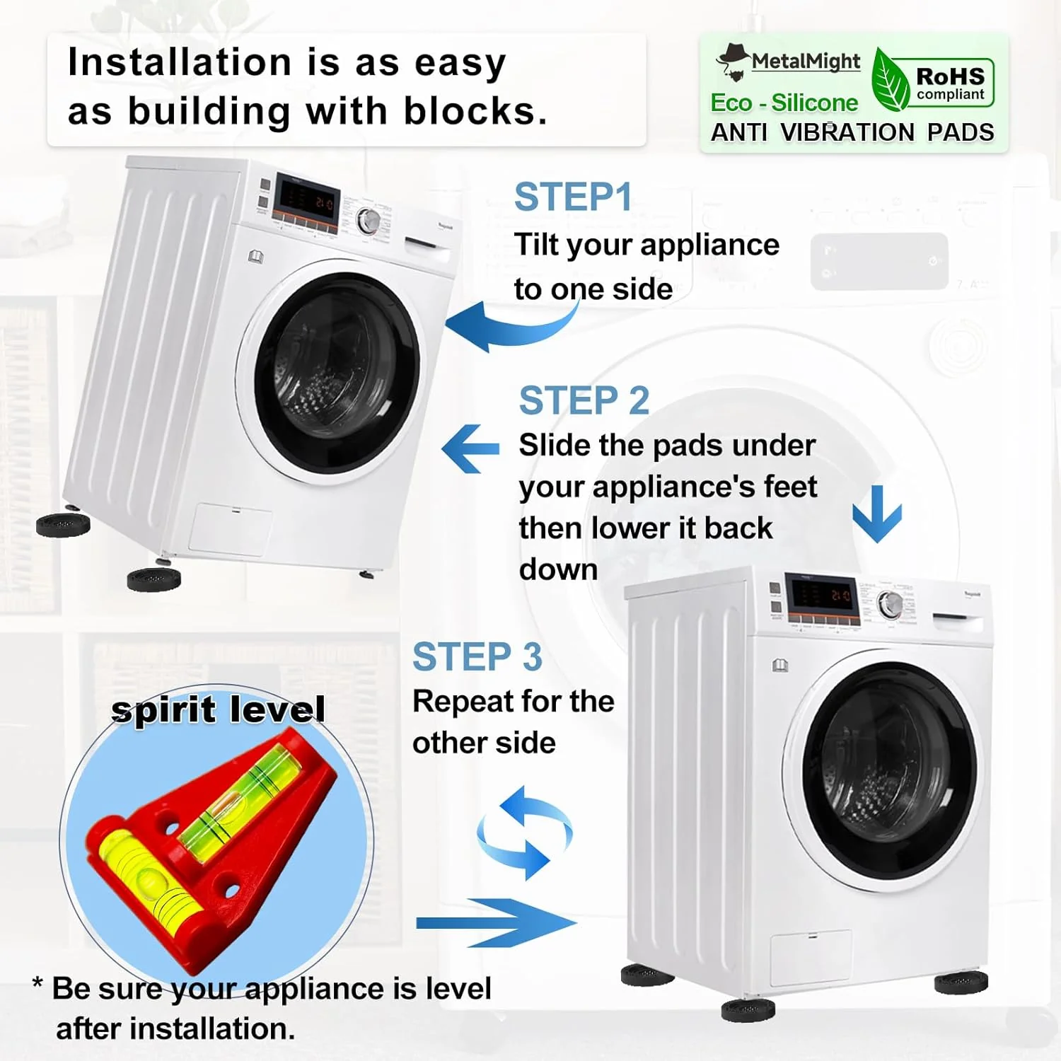 MetalMight Universal Anti-Vibration Pads for Washing Machine Eco-Friendly NEW - Image 9