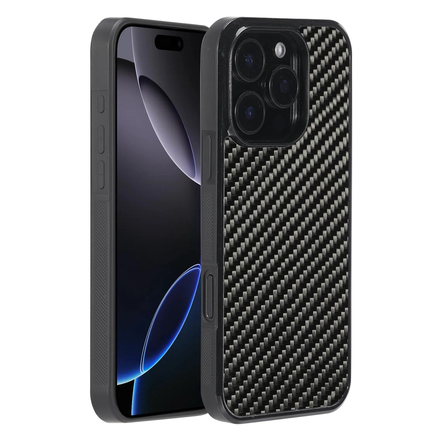 molzar Phone Case with Real Weave Carbon Fiber for iPhone 16 Pro Glossy DEMO