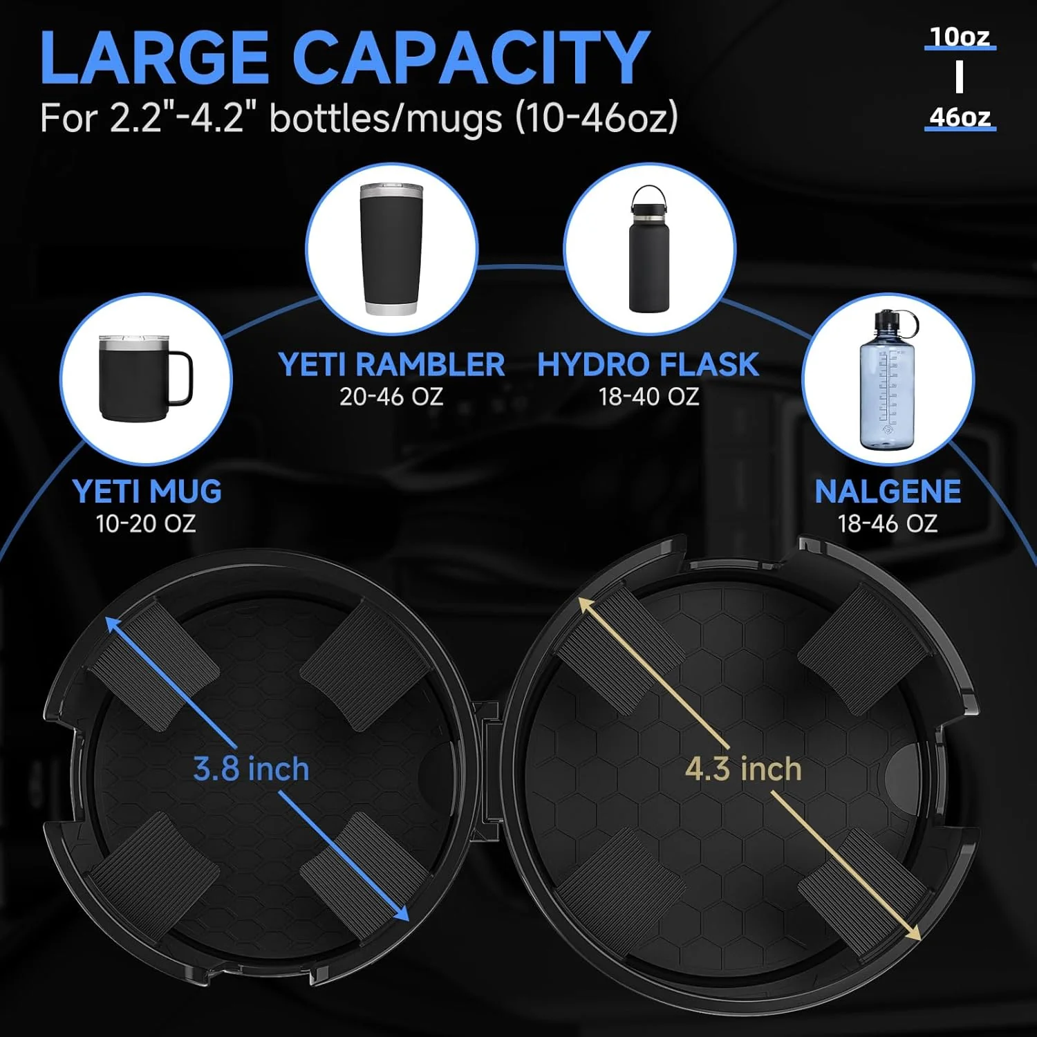 Versatile 2-in-1 Car Cup Holder Expander Adapter for Drinks Holders in Black - - Image 3