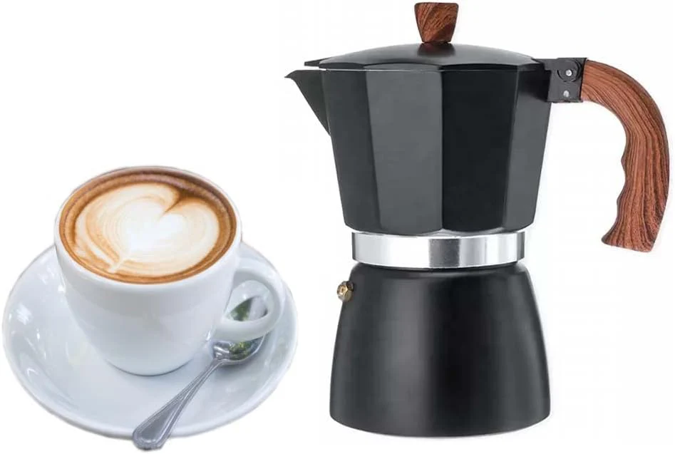 Stovetop Espresso Maker Moka Pot Classic Coffee Brewer 150ml Black Size NEW - Image 3