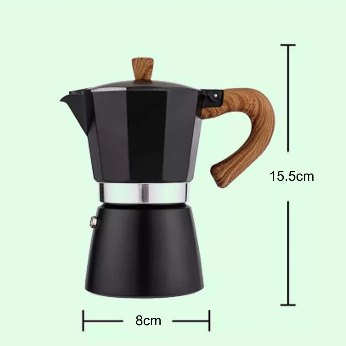 Stovetop Espresso Maker Moka Pot Classic Coffee Brewer 150ml Black Size NEW - Image 7