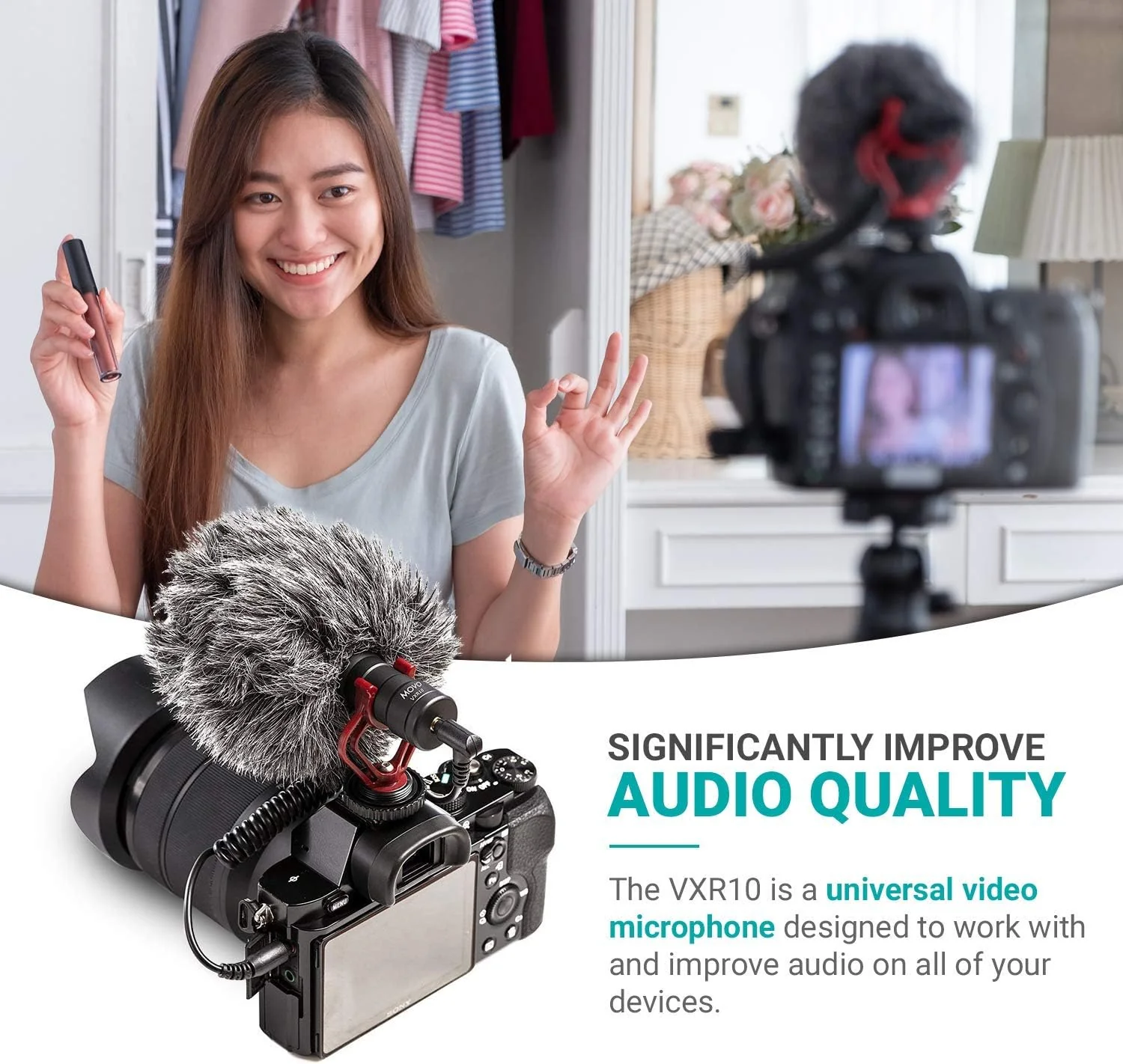 Movo Universal Video Microphone with Shock Mount, Deadcat Windscreen, Case DEMO - Image 4