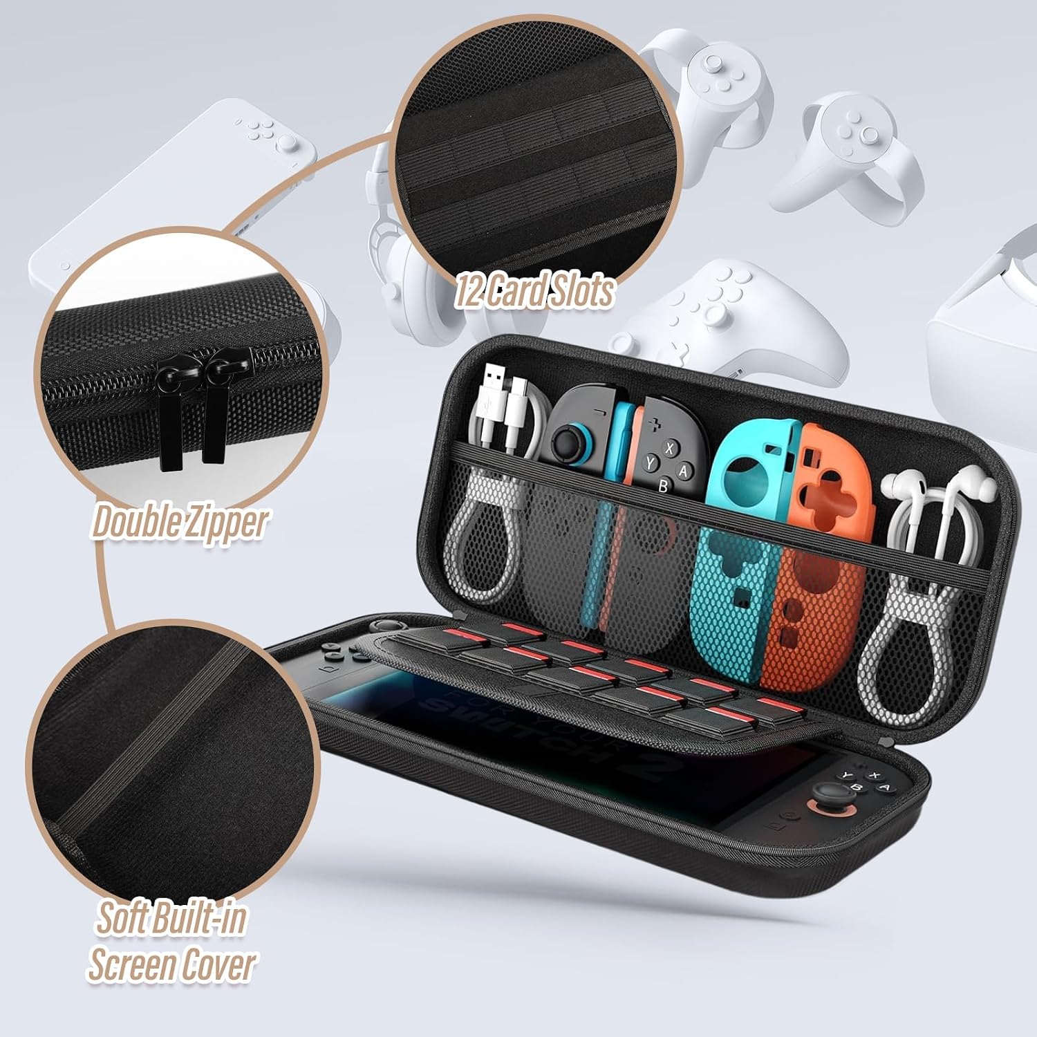 Nintendo Switch 2 Hard Shell Protective Travel Carry Case Storage Black NEW - Image 2