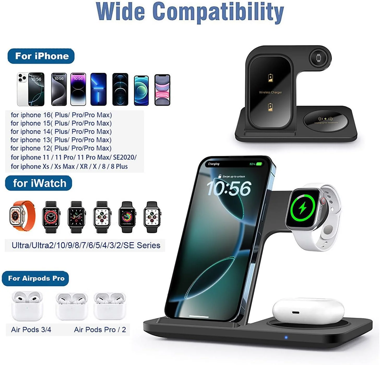 15W Fast Wireless Charging Station - Foldable Induction Charger in Black DEMO - Image 5