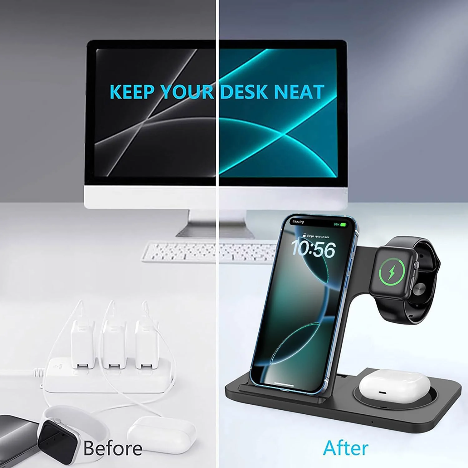 15W Fast Wireless Charging Station - Foldable Induction Charger in Black DEMO - Image 9