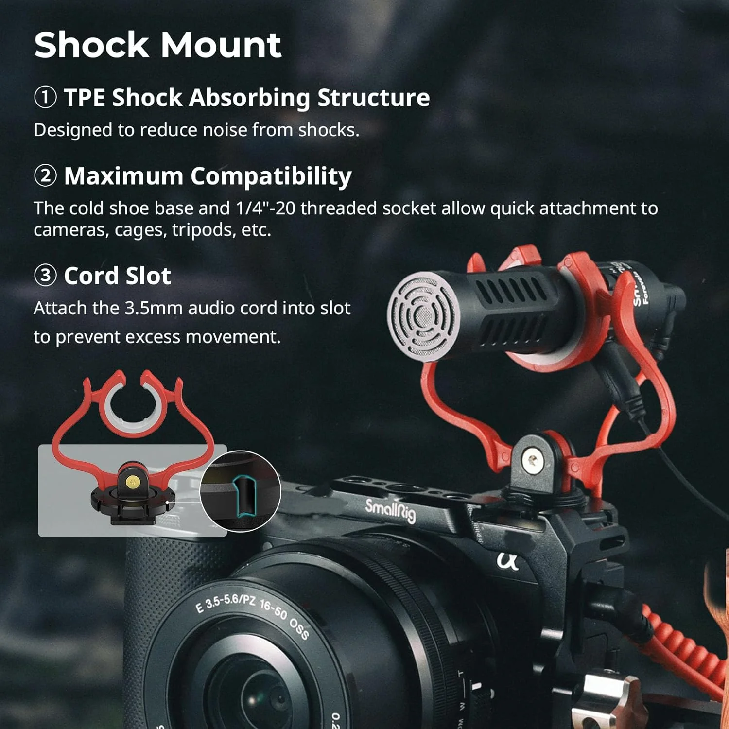 SMALLRIG Compact On-Camera Shotgun Microphone with Shock Mount for DEMO - Image 5