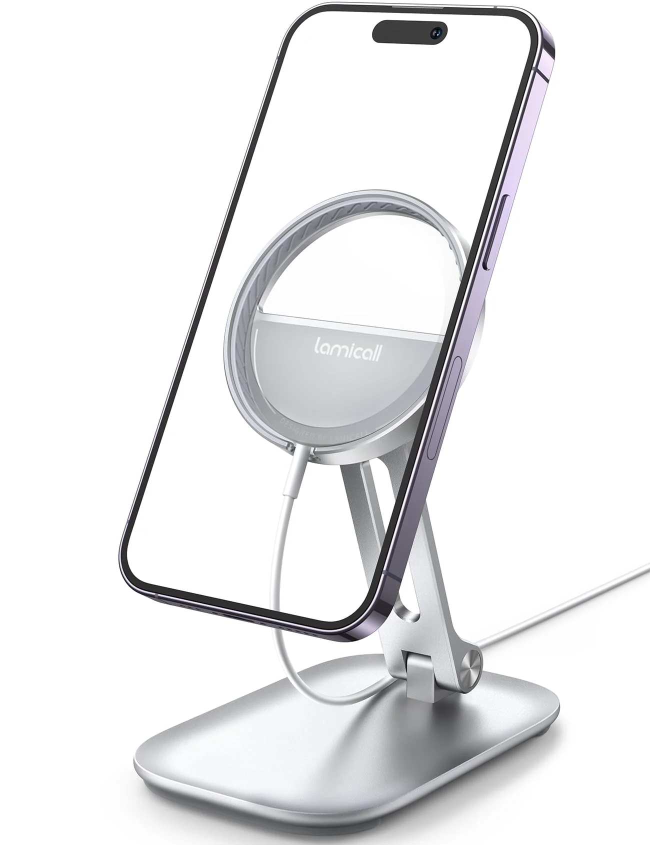 Lamicall Dual Hinge Phone Stand for Apple MagSafe Charger Upgraded Silver DEMO