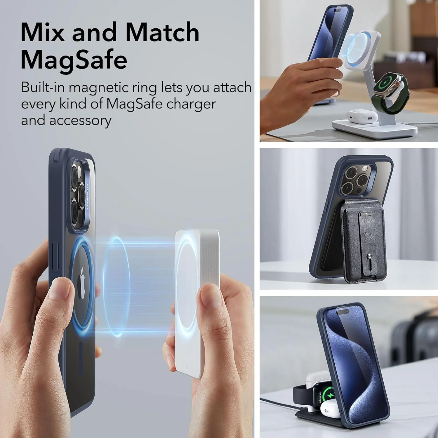 ESR Clear & Navy Protective Phone Case for iPhone 15 Pro DEMO - Image 4