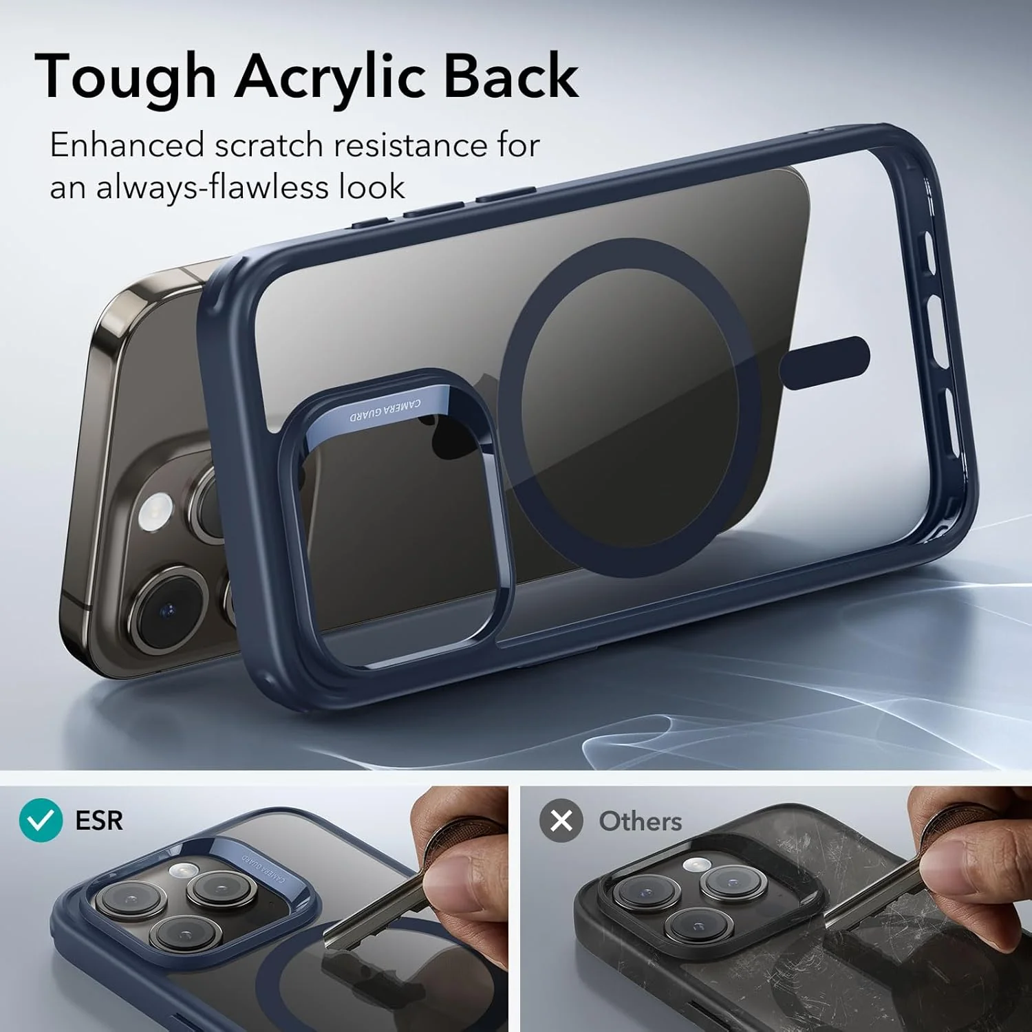 ESR Clear & Navy Protective Phone Case for iPhone 15 Pro DEMO - Image 7