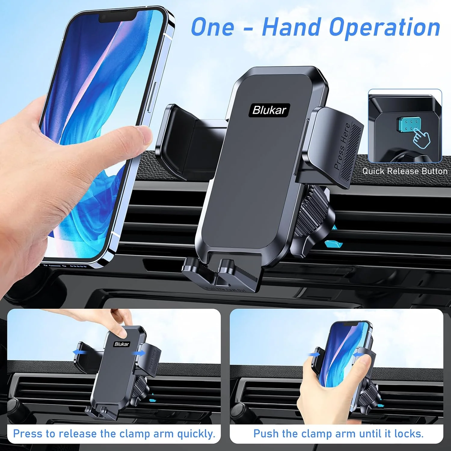 Blukar 360° Rotation Dash-Mounted Car Phone Holder Cradle Mount in Black NEW - Image 2