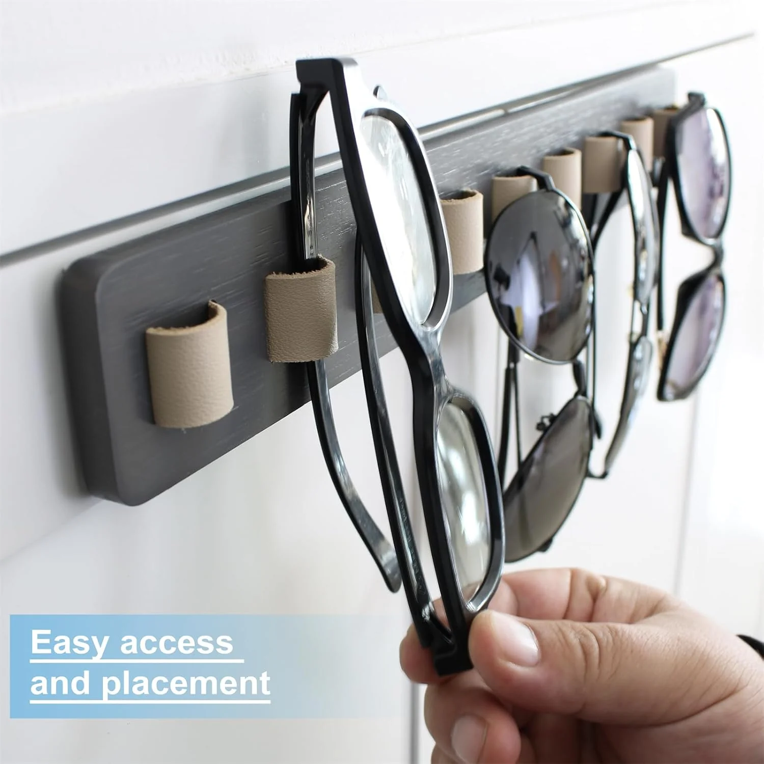 FINDAMAZE Wall Mounted Sunglasses Organizer Eyeglasses Holder Grey Storage NEW - Image 3