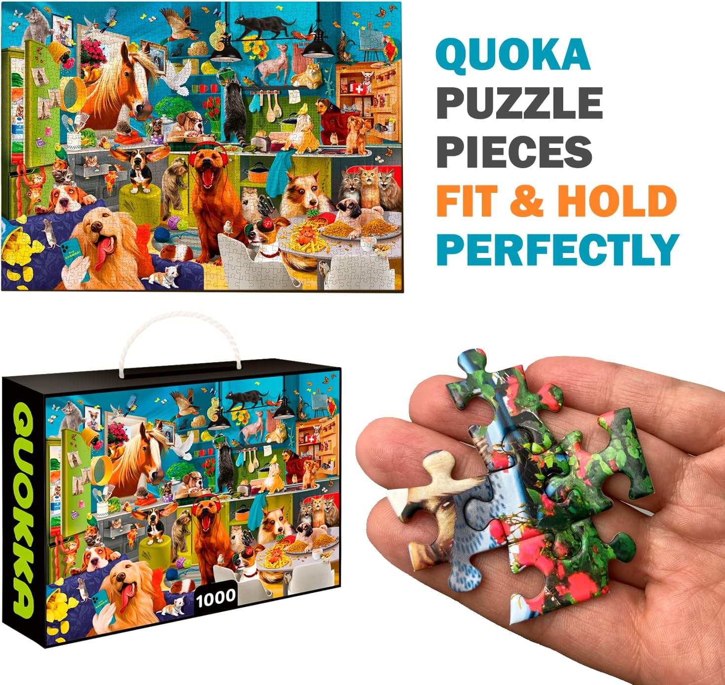 QUOKKA 1000 Piece Jigsaw Puzzle Set - Animal Themed Cardboard Puzzles for NEW - Image 2