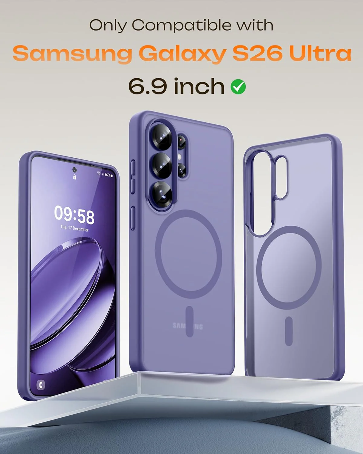 TOCOL Lavender Gray Magnetic Ring Drop Protection Phone Case for Galaxy S26 NEW - Image 2