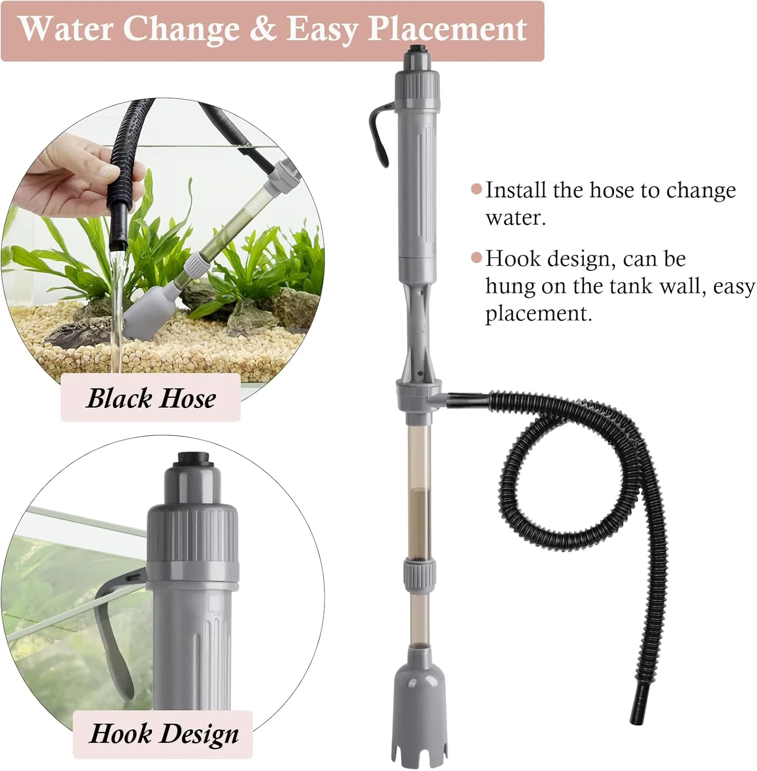 VILINO Aquarium Gravel Cleaner Vacuum Battery Powered Fish Tank Water DEMO - Image 3