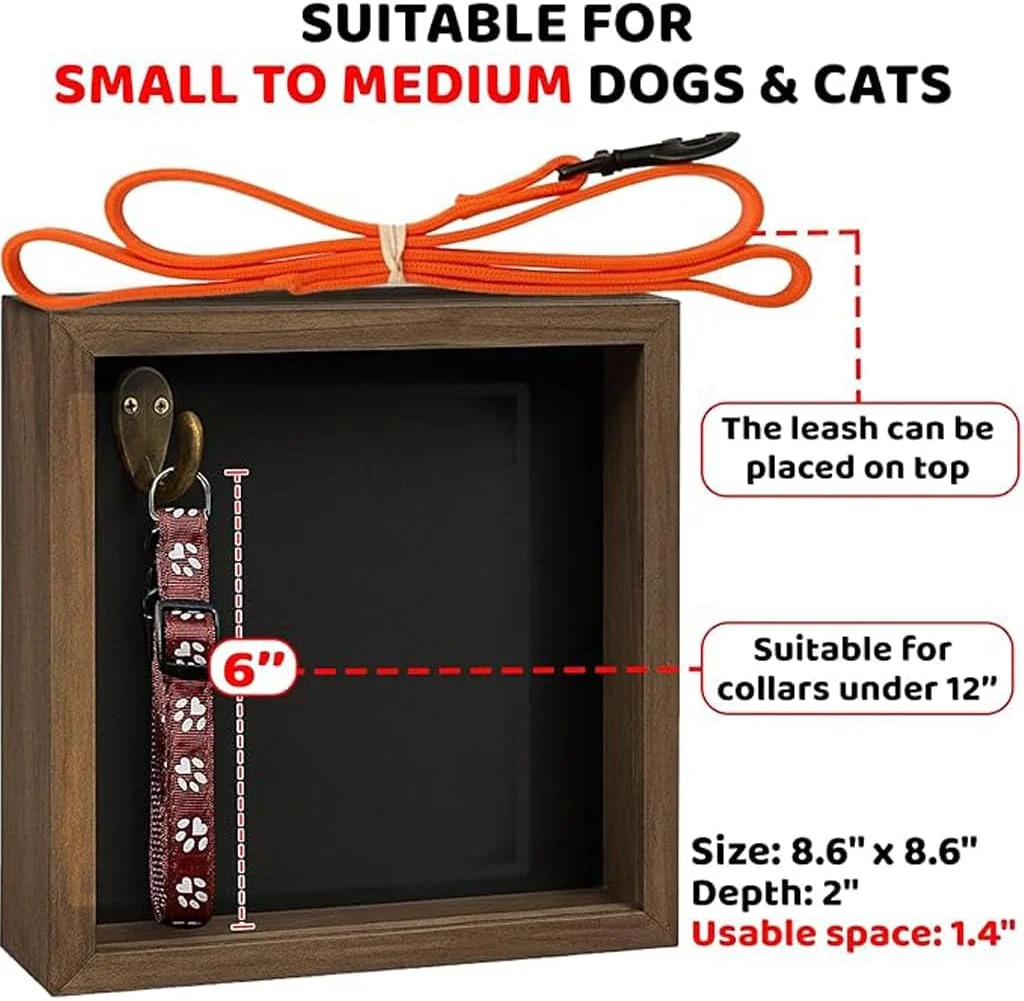 Pet Memorial Shadow Box Rustic Collar Holder Picture Frame Brown Size NEW - Image 2