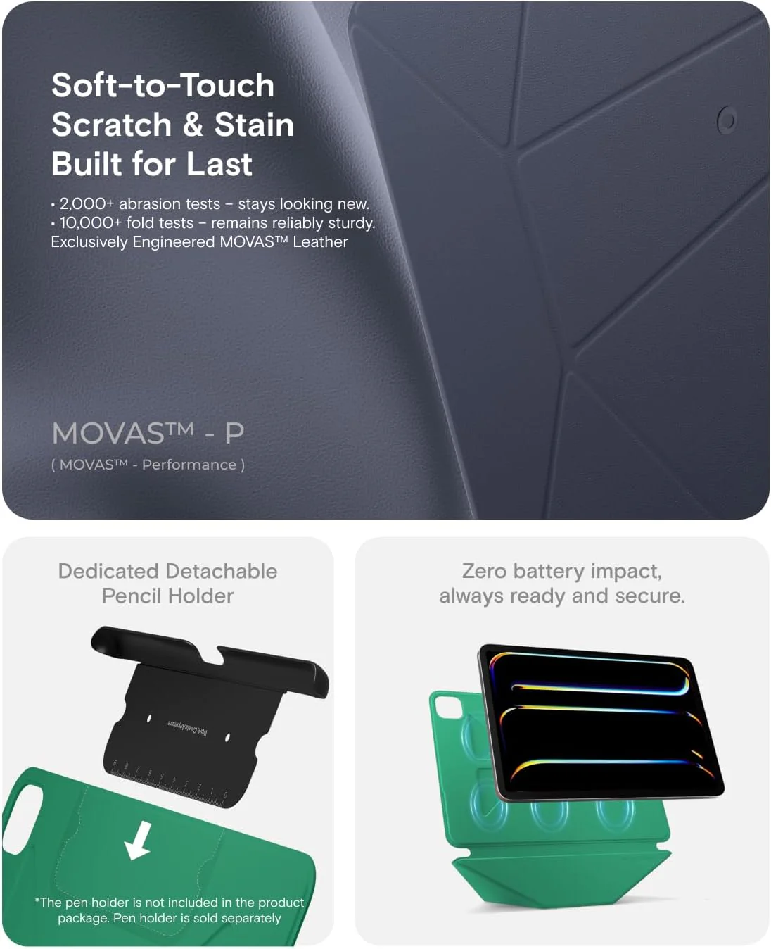 MOFT Folio Case for New iPad Mini 6th & 7th Gen, Navy Blue Green Tablet DEMO - Image 9