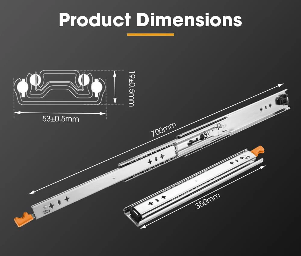 SAN HIMA Extendable Cabinet Hardware Drawer Slide 350MM-700MM Load Capacity NEW - Image 7