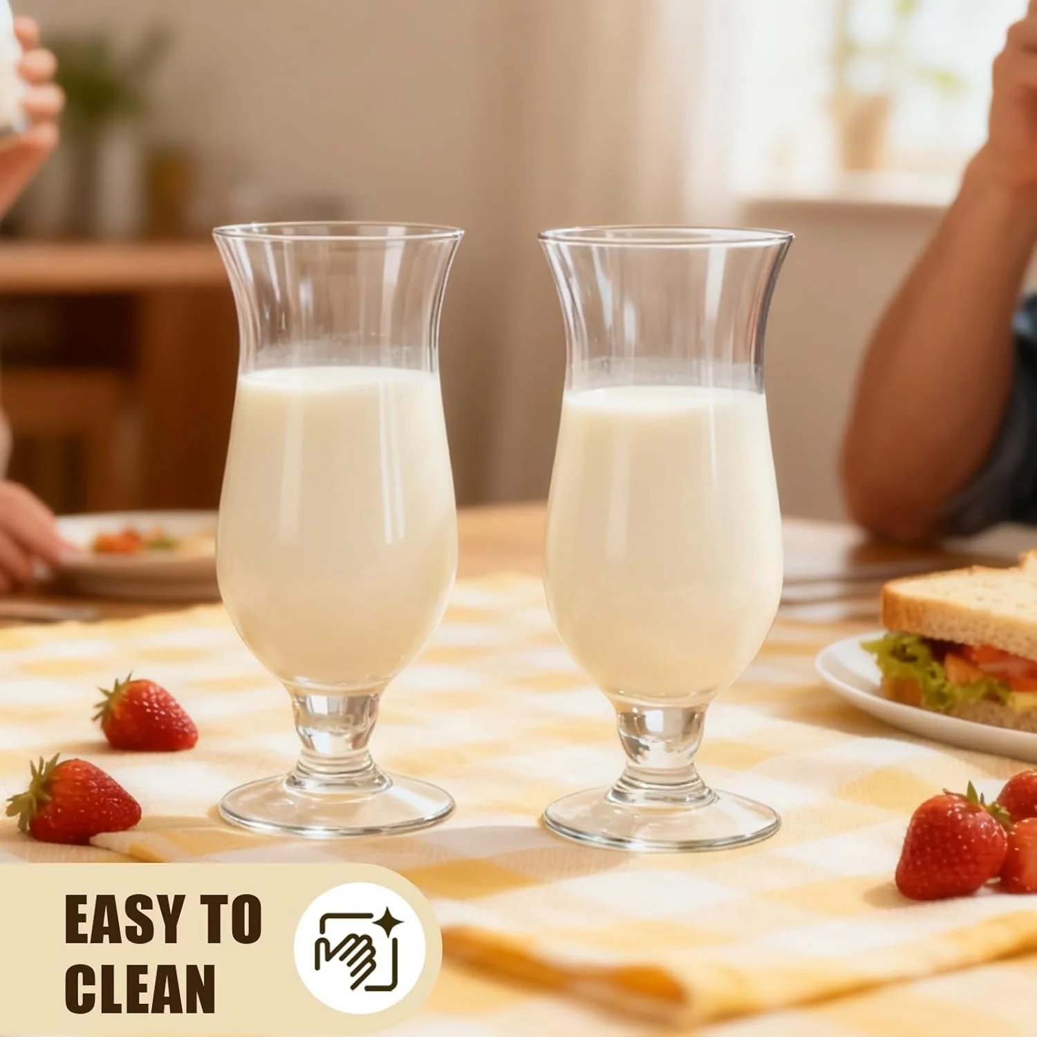 Elegant Set of 6 Transparent Cocktail Glasses, 410ml Milkshake Cups, Clear NEW - Image 5